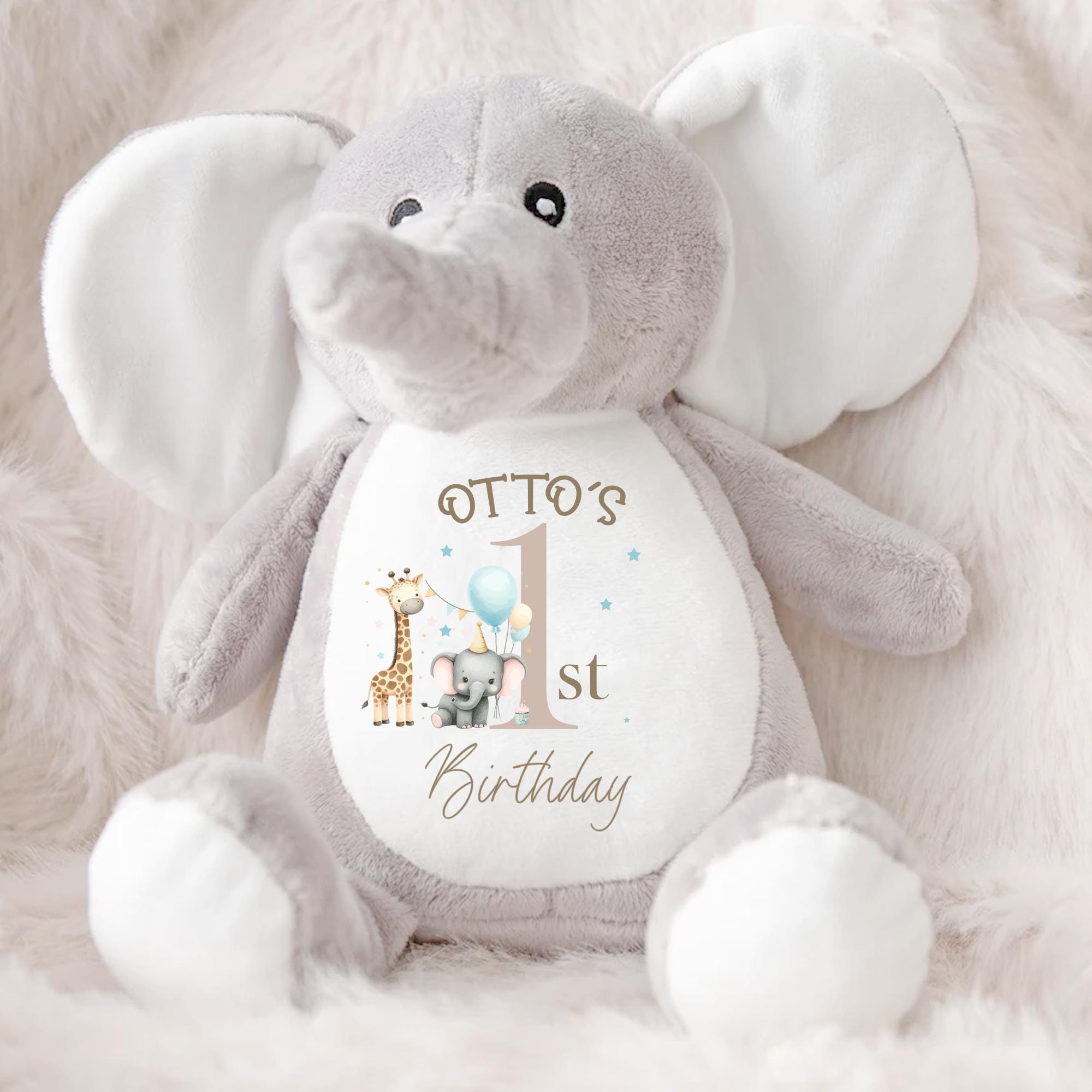 Personalised First Birthday Teddy, Baby First Birthday Elephant, First Birthday Gift, Baby Teddy, First Birthday Soft Toy, Meaningful Gift