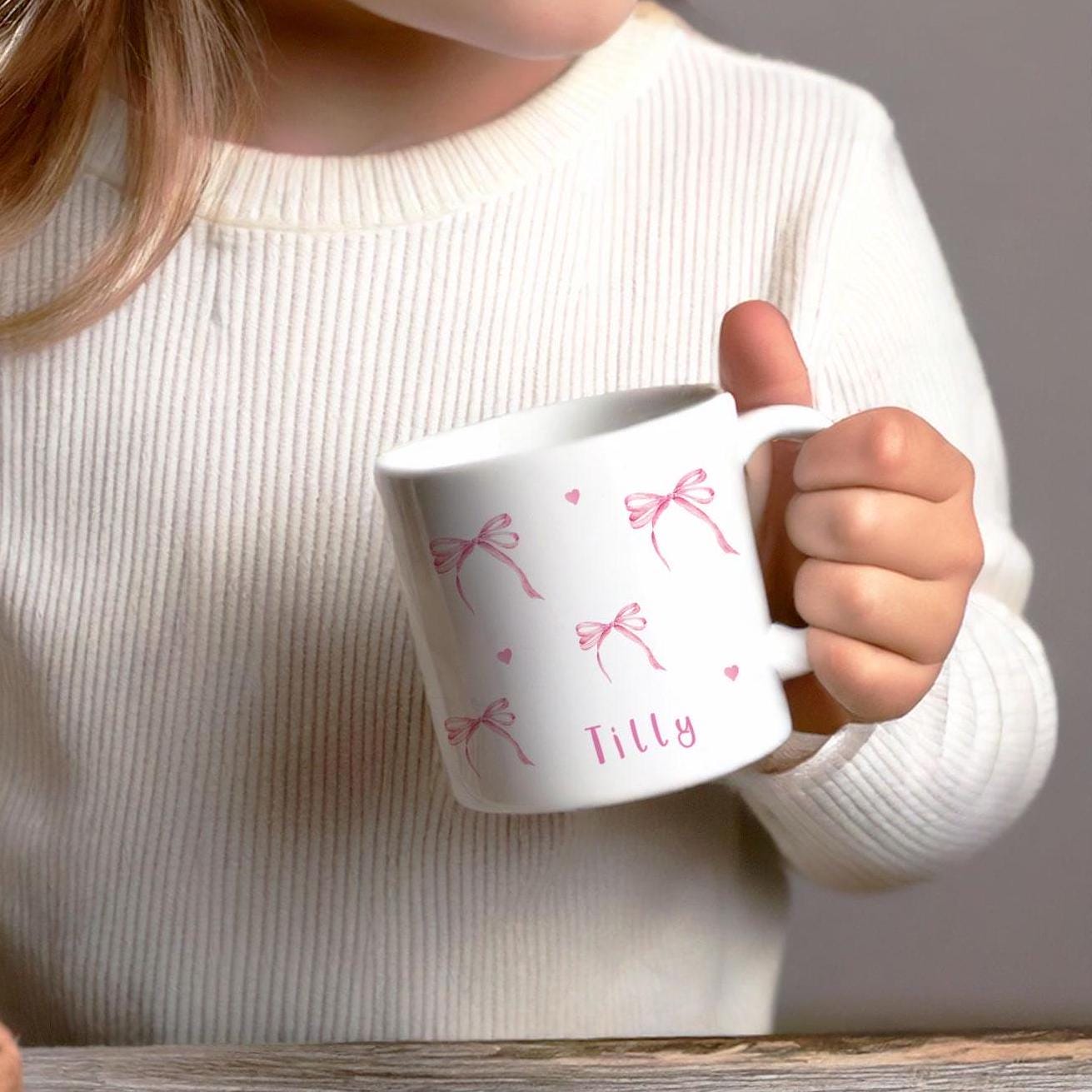 Personalised Bows Mini Mug, Bow Child Mug Gift, Personalised Gift For Her, Pretty Bows Birthday Gift, Mug Gift, Child Birthday Mug, Hair Bow