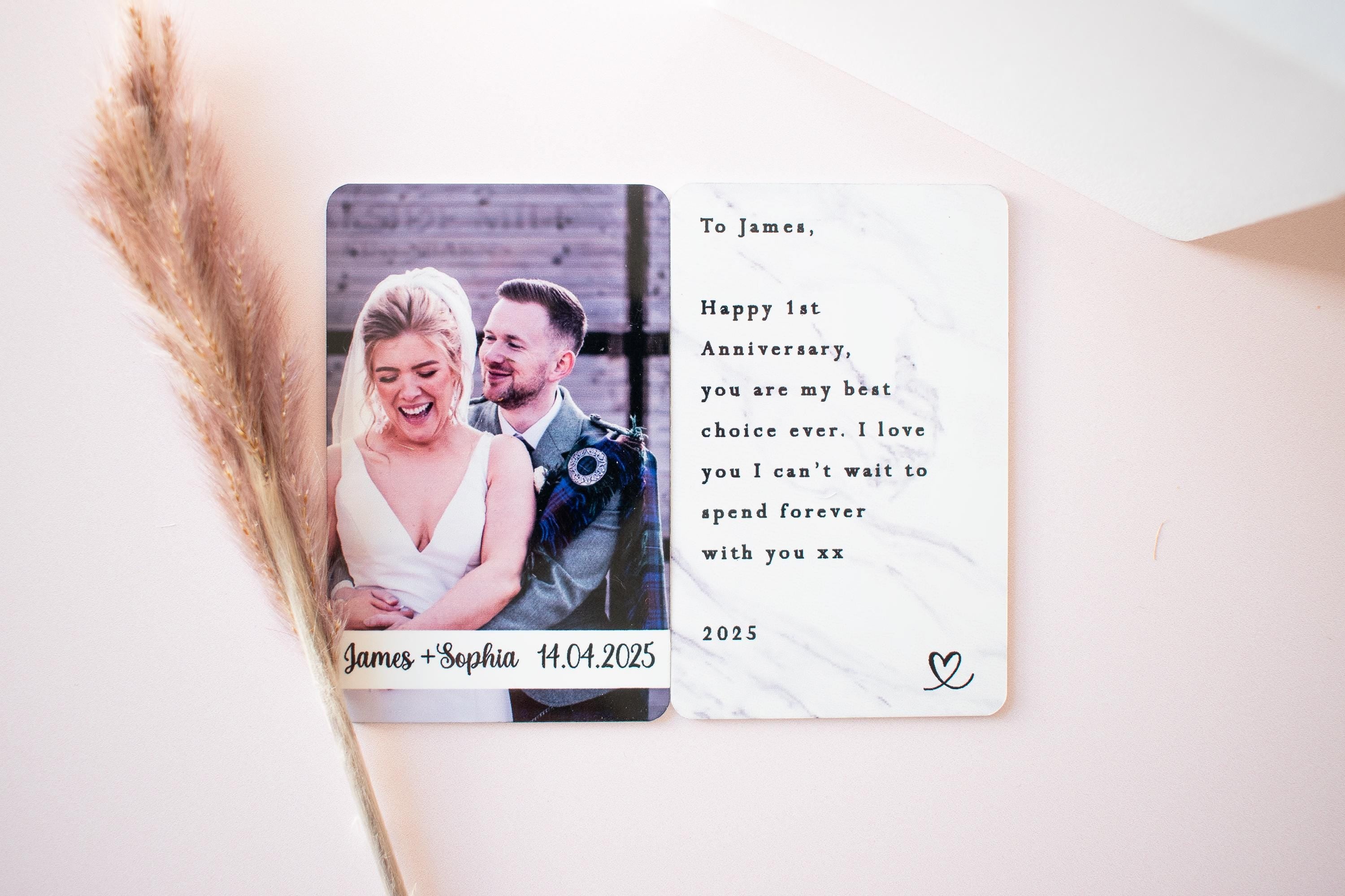 Personalised Anniversary Gift, 10th Anniversary Wallet Card, Keepsake Purse Card, Couple Photo Gift, Boyfriend Keepsake, Anniversary Gift