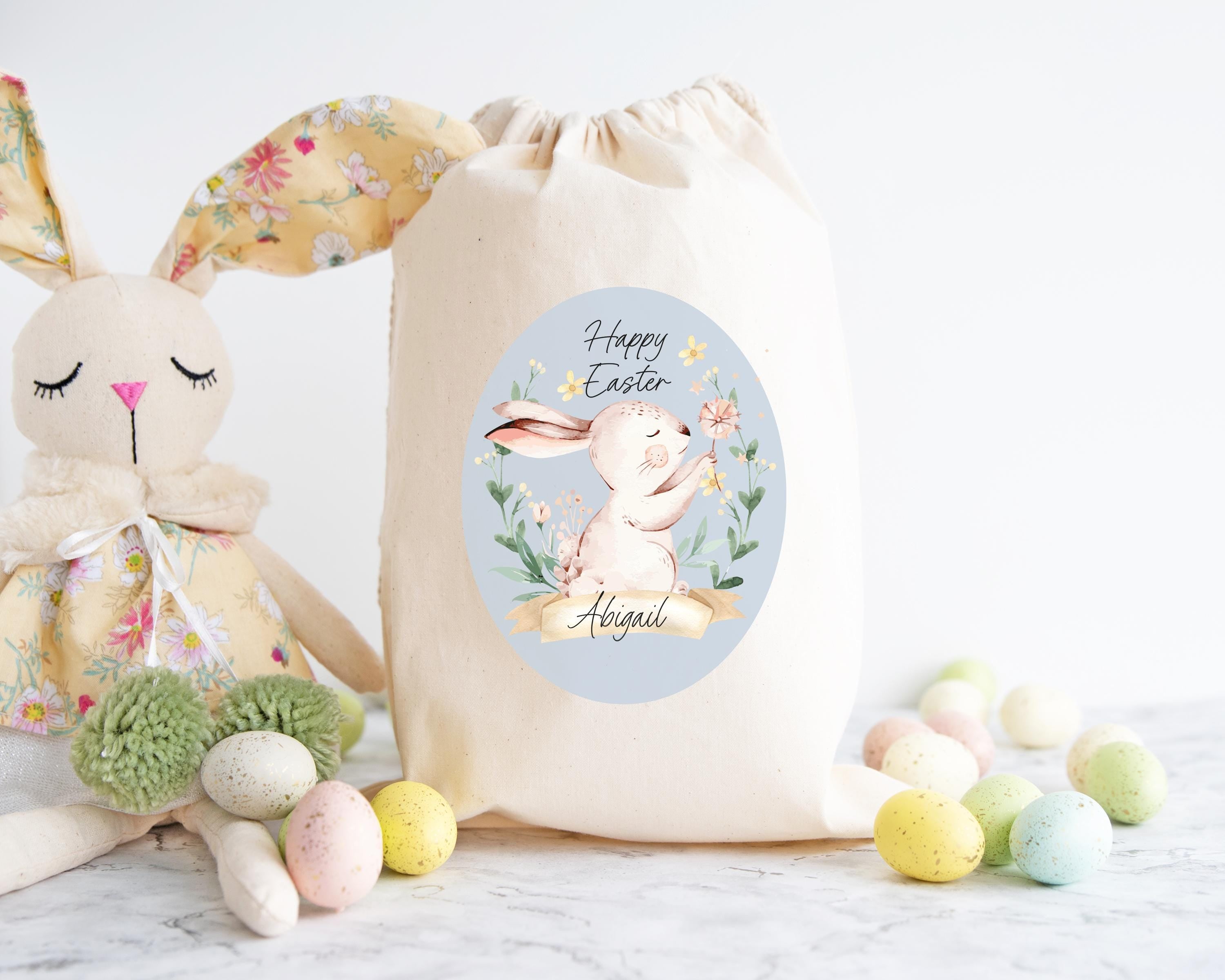 Personalised Easter Sack, Personalised Easter Bag, Child's Storage Bag, Easter Egg Hunt Gift Bag, Easter Mug, Child Mug Pink