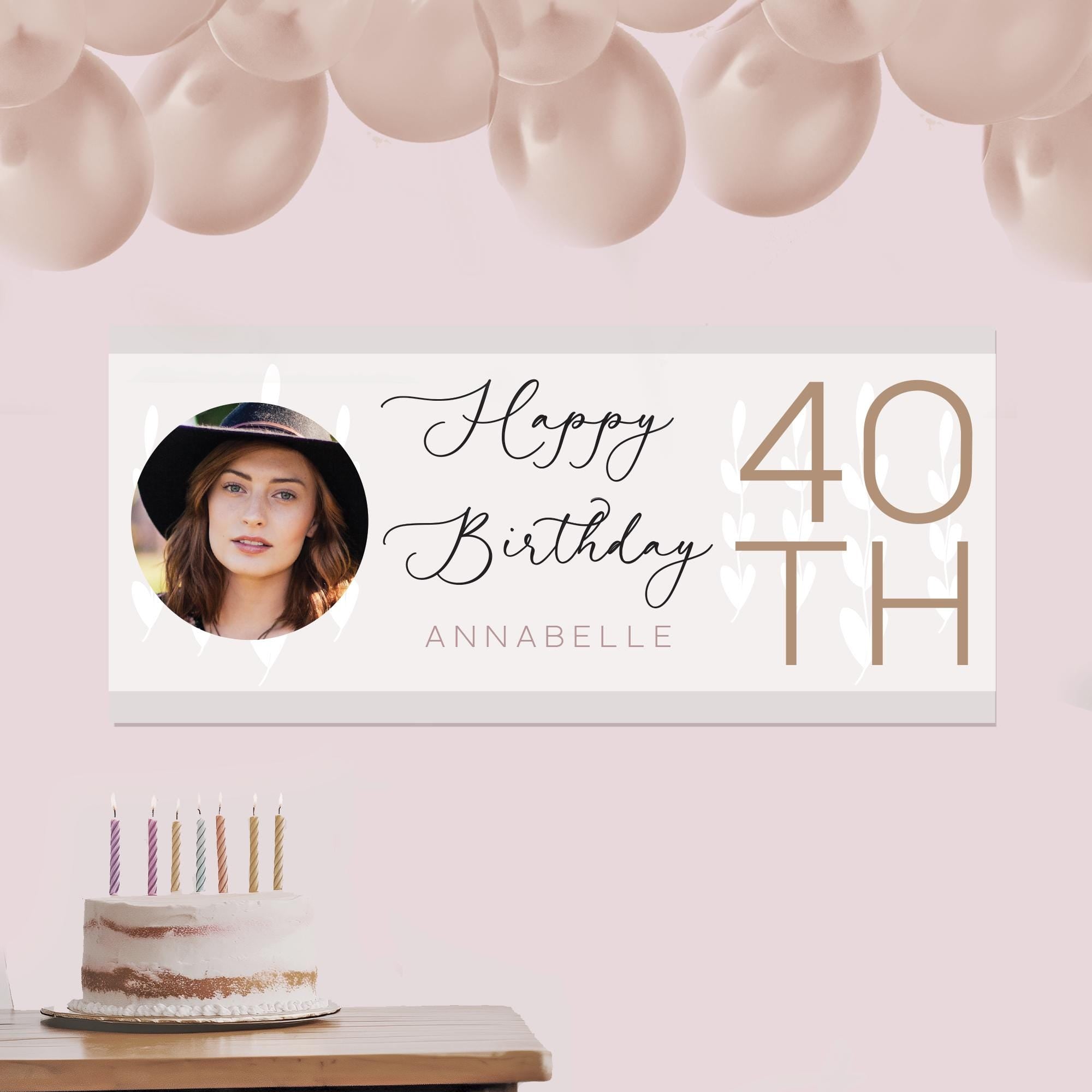 Personalised 40th Birthday Banner, Neutral 40th Birthday Banner, Age Photo Birthday Banner, Birthday Banners, Custom Photo Birthday Banner