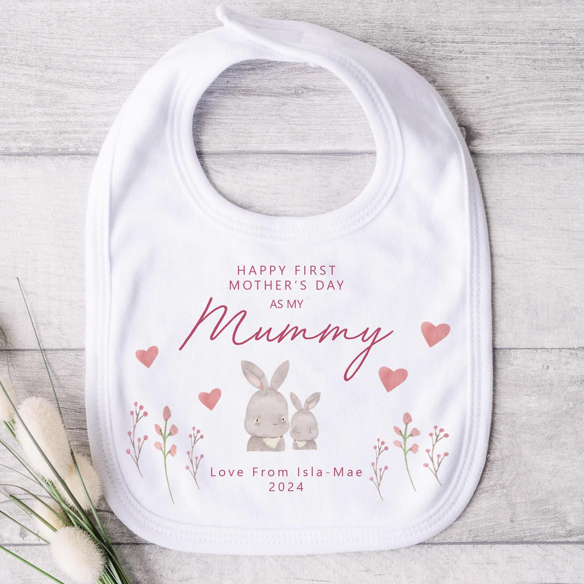 Personalised First Mother's Day as Mummy Gift, Mother's Day Baby Bib, New Mum Gift, Mum Appreciation Gift, Mother's Day Baby Gift