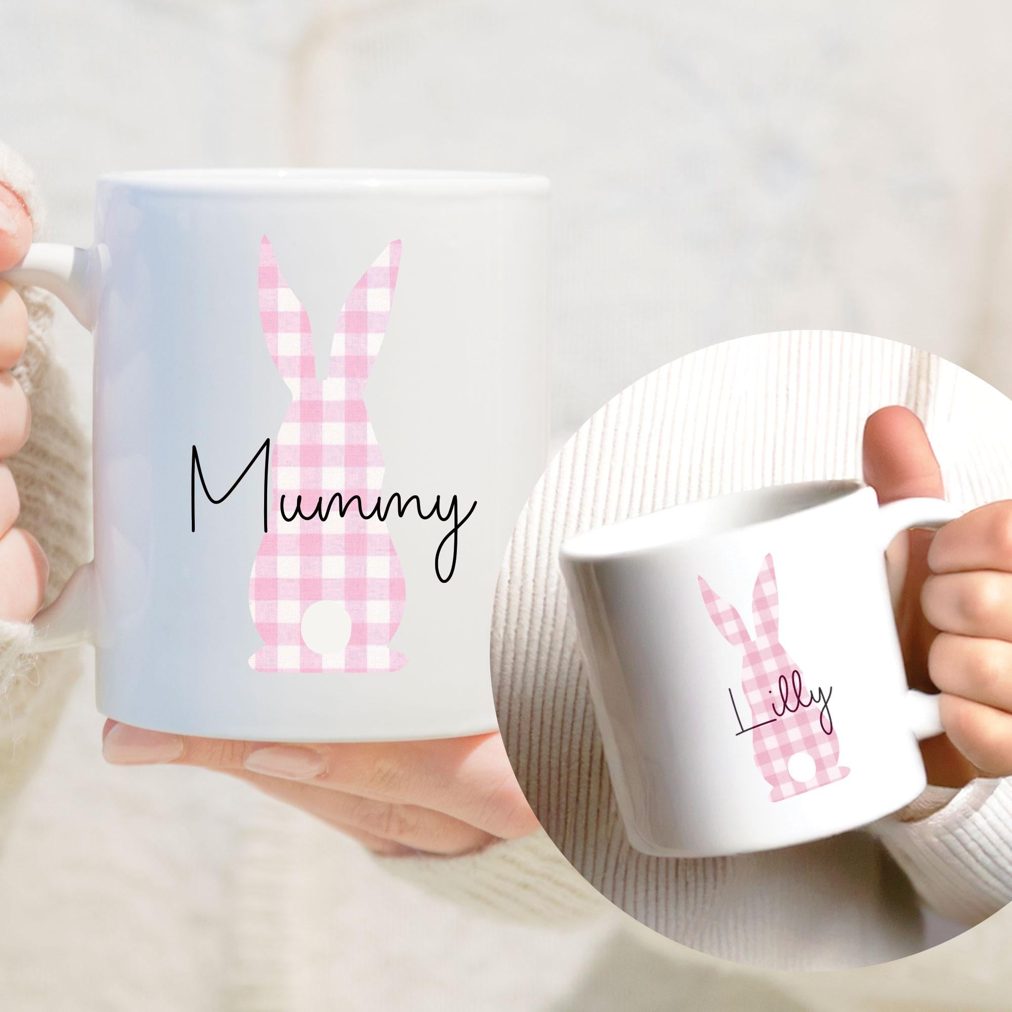 Personalised Easter Rabbit Mug, Easter Mum and Child Matching Mug, Matching Family Easter Mugs, Custom Name Rabbit Mug, Spring Mug,