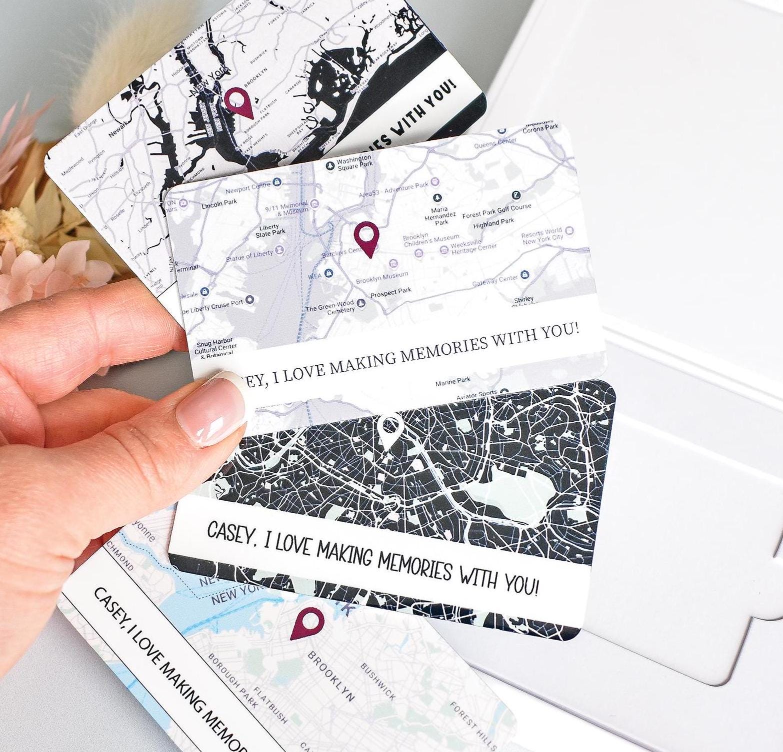Personalised Map Wallet Card, Where We Met, Couples Valentine's Gift, Custom Anniversary Gift, Keepsake For Him Her, Metal Map Wallet Insert