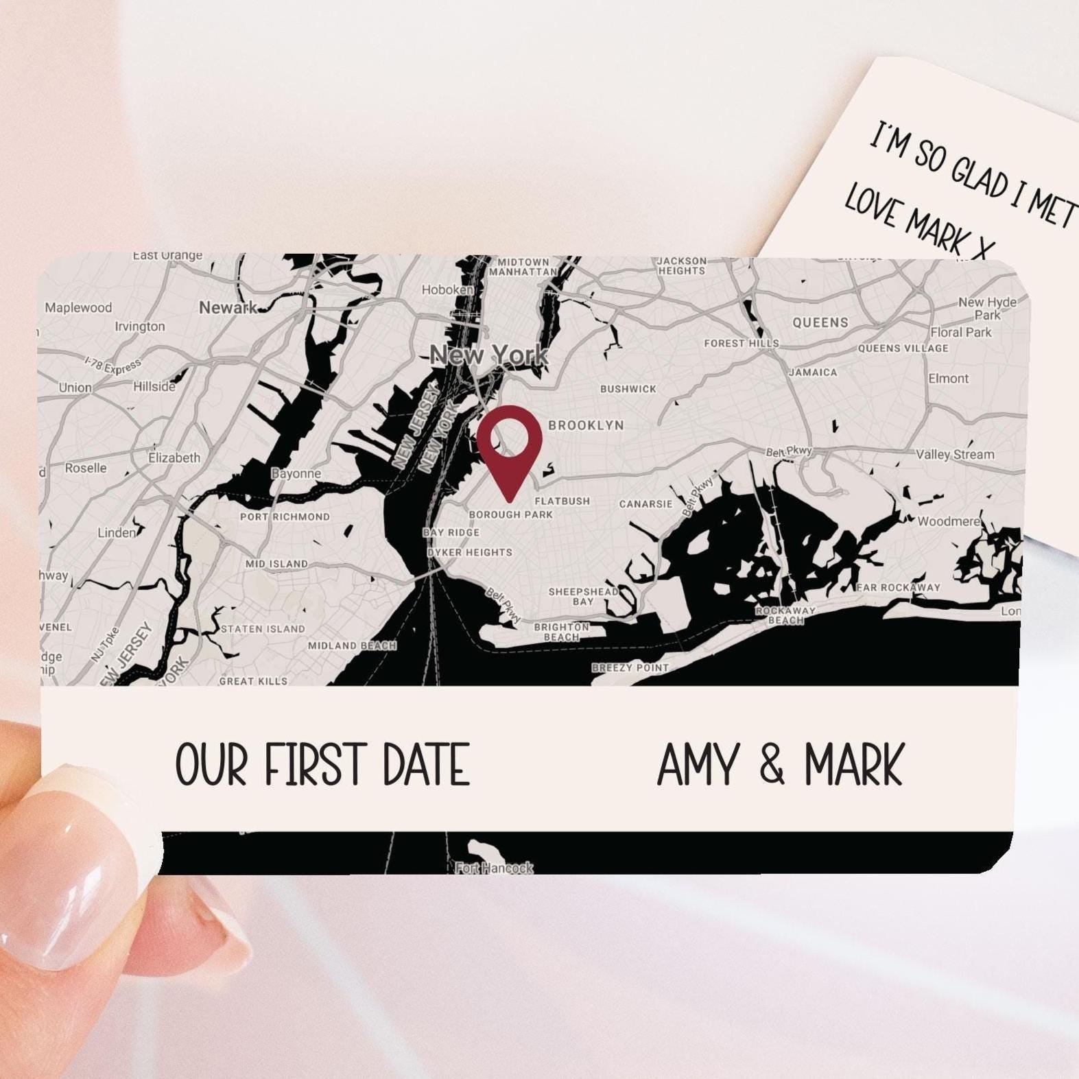 Personalised Map Wallet Card, Where We Met, Couples Valentine's Gift, Custom Anniversary Gift, Keepsake For Him Her, Metal Map Wallet Insert