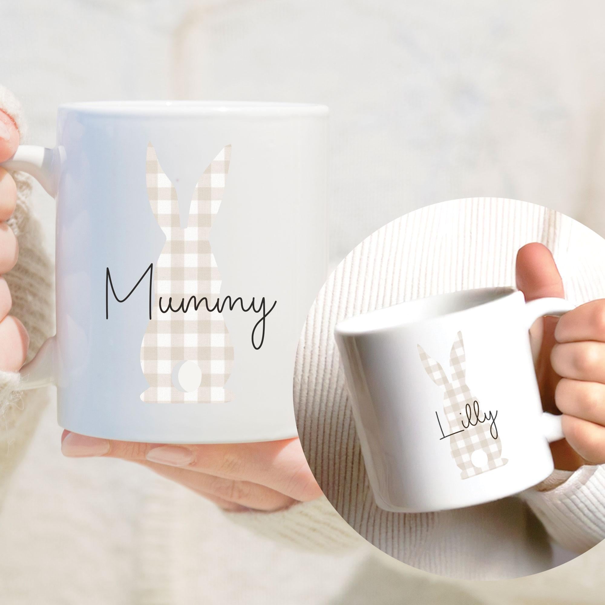 Personalised Easter Rabbit Mug, Easter Mum and Child Matching Mug, Matching Family Easter Mugs, Custom Name Rabbit Mug, Spring Mug,