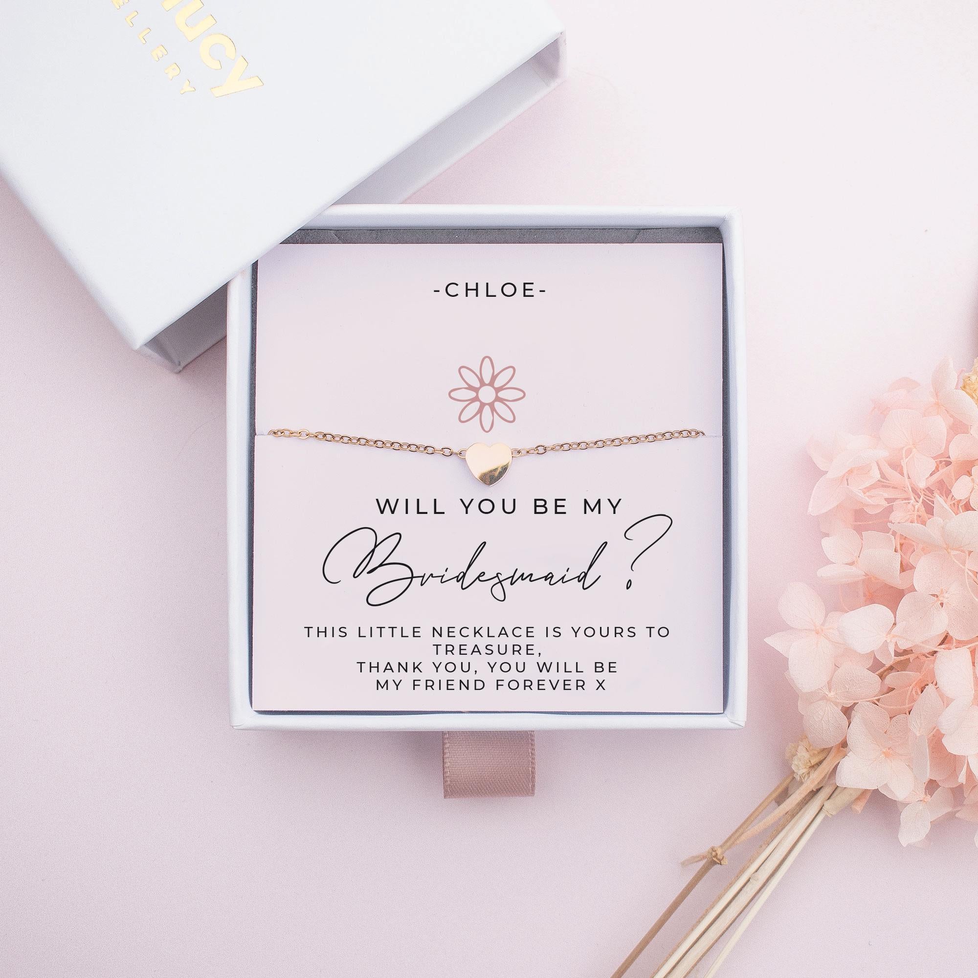 Personalised Bridesmaid Necklace, Bridesmaid Gift, Bridesmaid Proposal Gift, Personalised Bridesmaid, Thank You Maid of Honour Jewellery