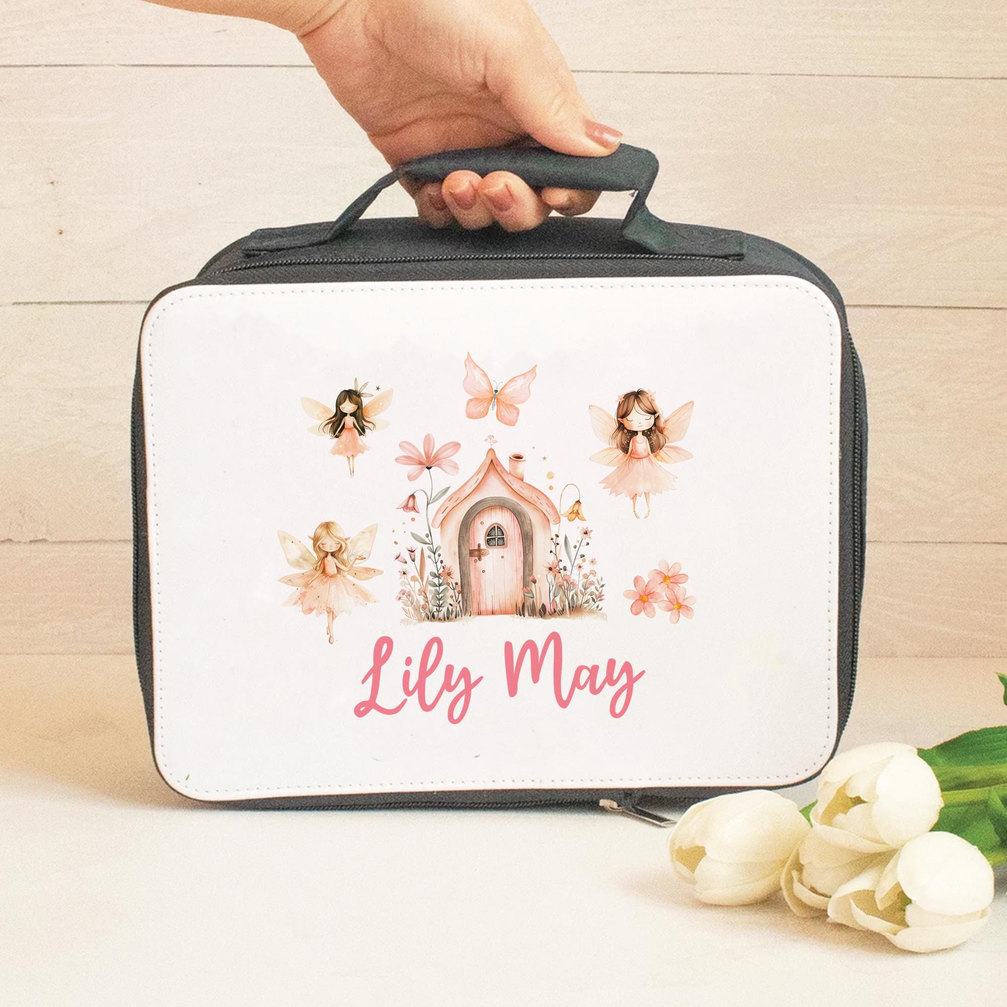 Personalised Fairy Lunch Bag, Fairy Princess School Lunch Bag, Kids Animal Cooler Bag, Boys School Lunch Bag Children Student,