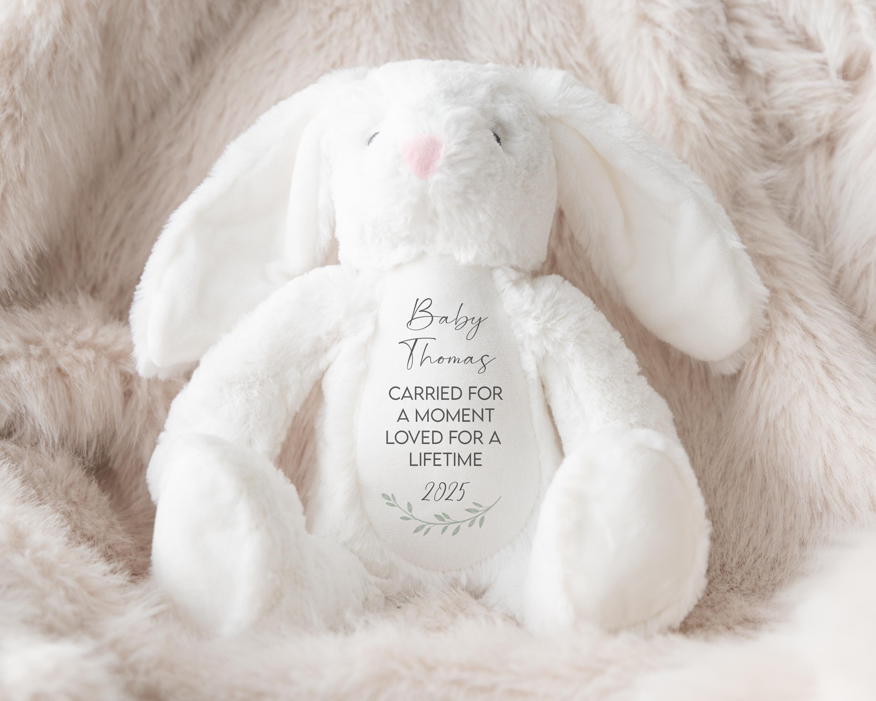 Personalised Baby Loss Teddy, Baby In Memory Loss Rabbit, Baby Loss Remembrance Gift, In Memory Soft Toy, Miscarriage Gift.