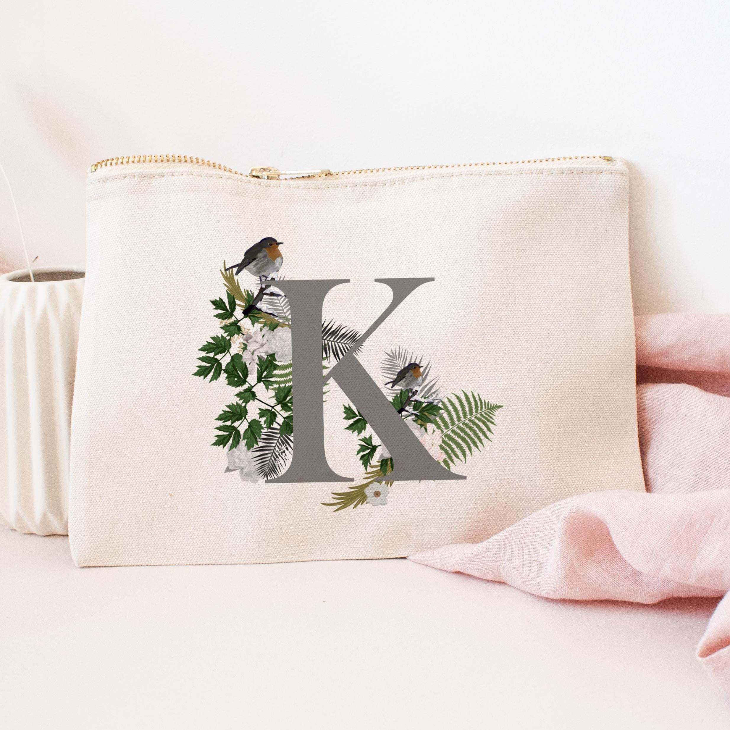 Personalised Initial Makeup Bag, Girl Gift Makeup Bag, Cosmetic Bags, Makeup Gift, Teen Gift, Stocking Filler, Period Bag, Robin Gift,