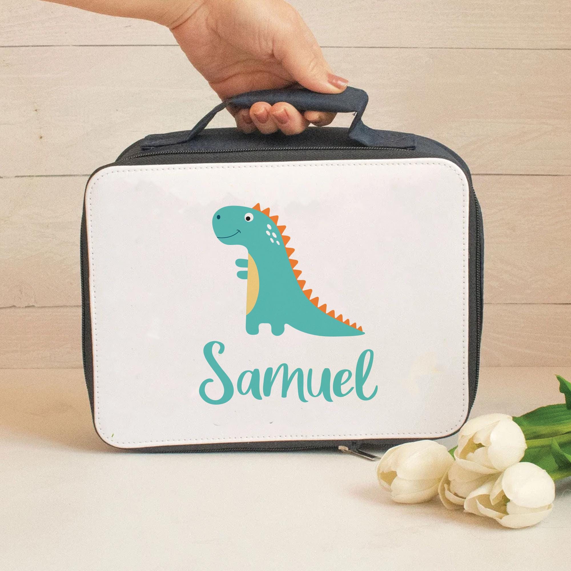 Personalised Dinosaur Lunch Bag, Dinosaur School Lunch Bag, Kids Animal Cooler Bag, Boys School Lunch Bag Children Student, Back To School