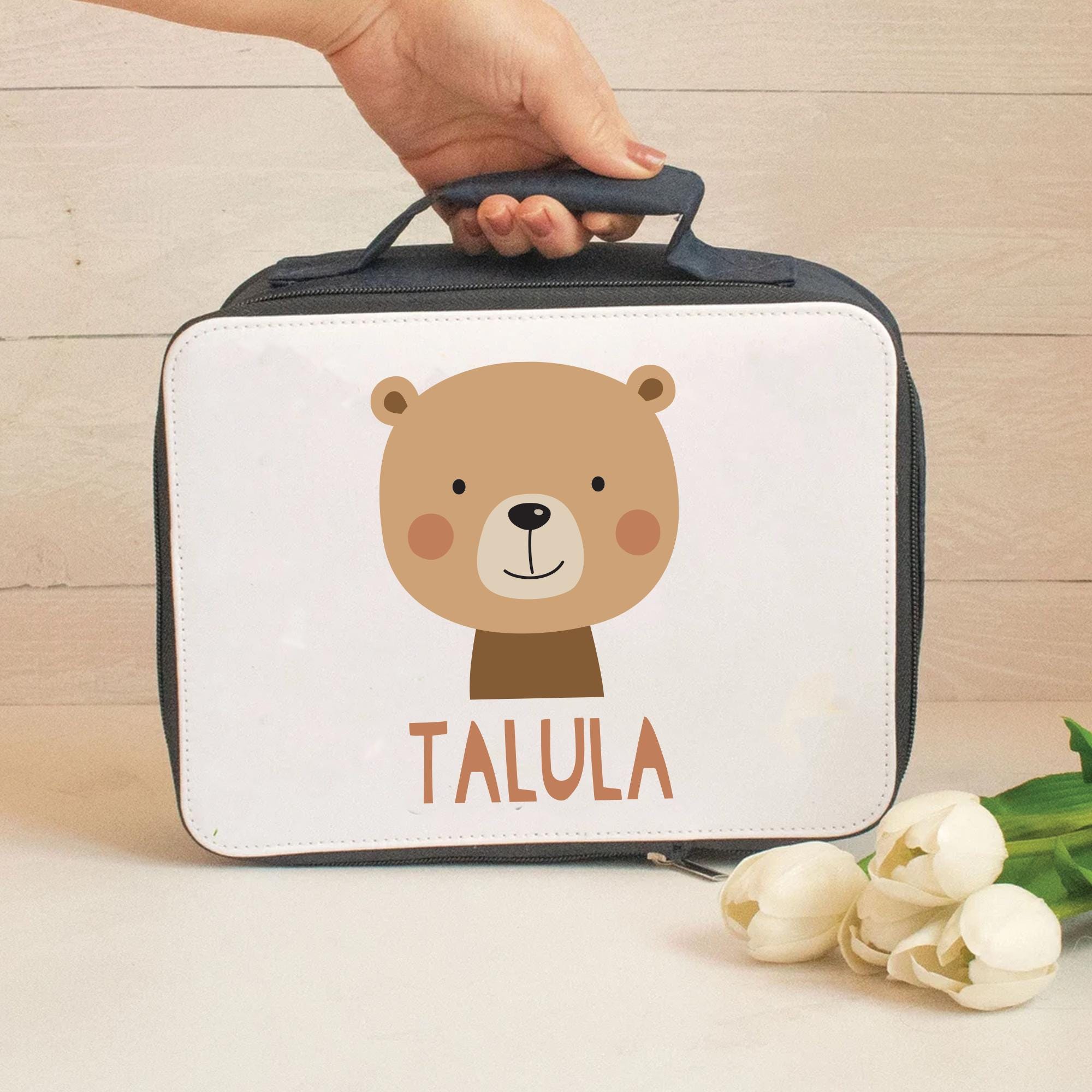 Personalised Bear Lunch Bag, Bear School Lunch Bag, Kids Animal Cooler Bag, Boys School Lunch Bag Children Student, Back To School