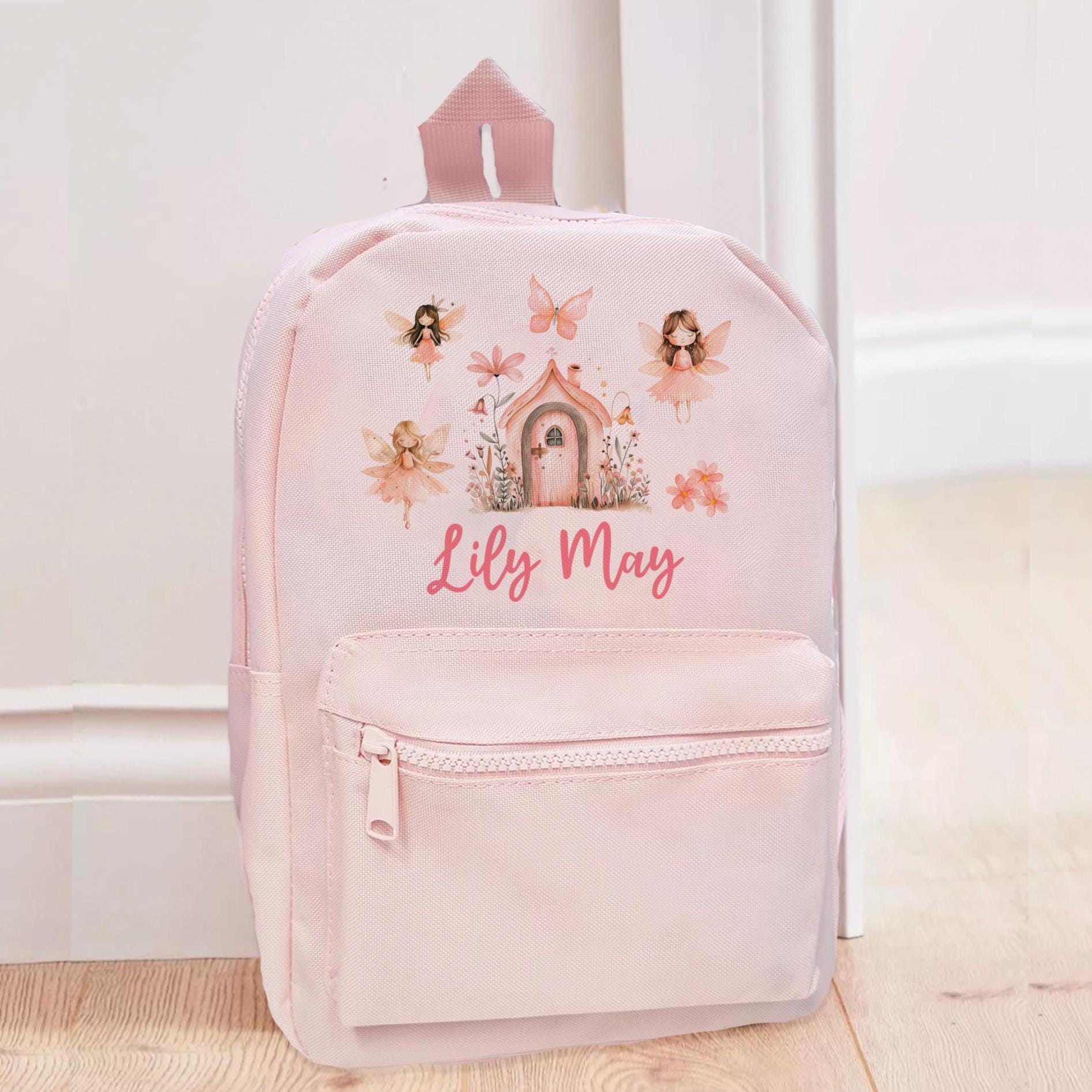 Personalised Fairy Backpack, Fairy School Bag, Fairy Princess  Girl Nursey Rucksack, Girls School Backpack, Pink Children Student Backpack