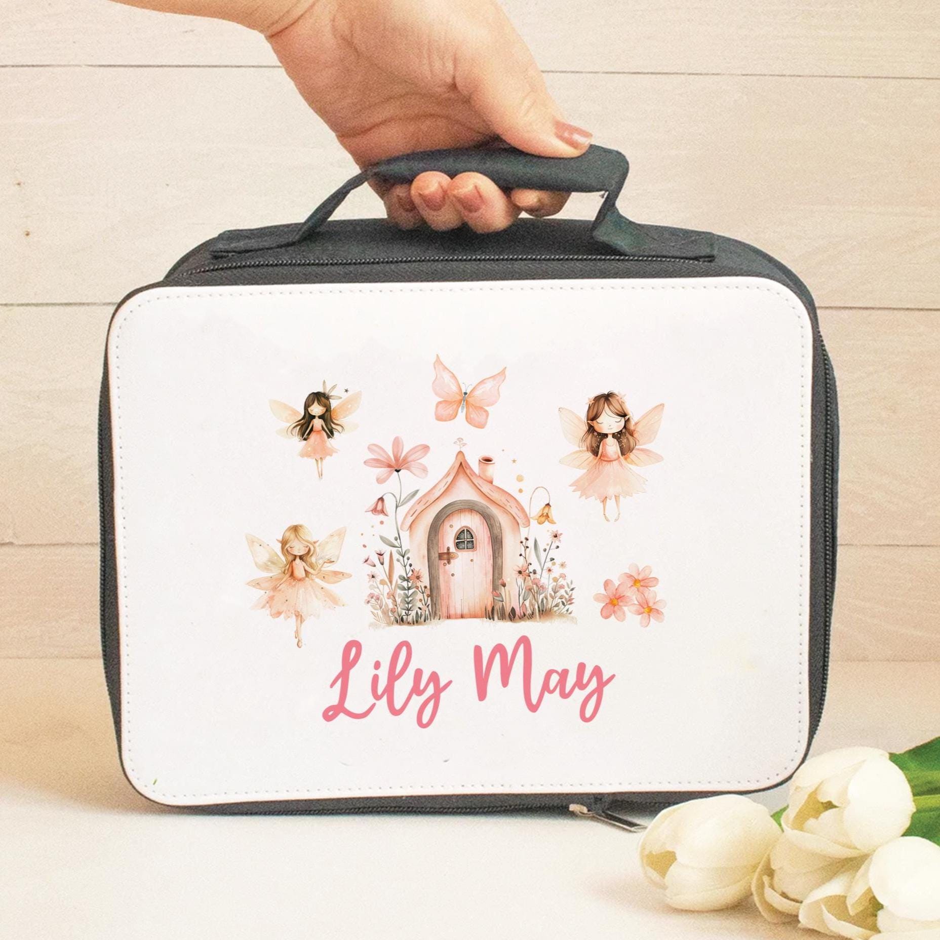 Personalised Fairy Lunch Bag, Fairy Princess School Lunch Bag, Kids Animal Cooler Bag, Boys School Lunch Bag Children Student,