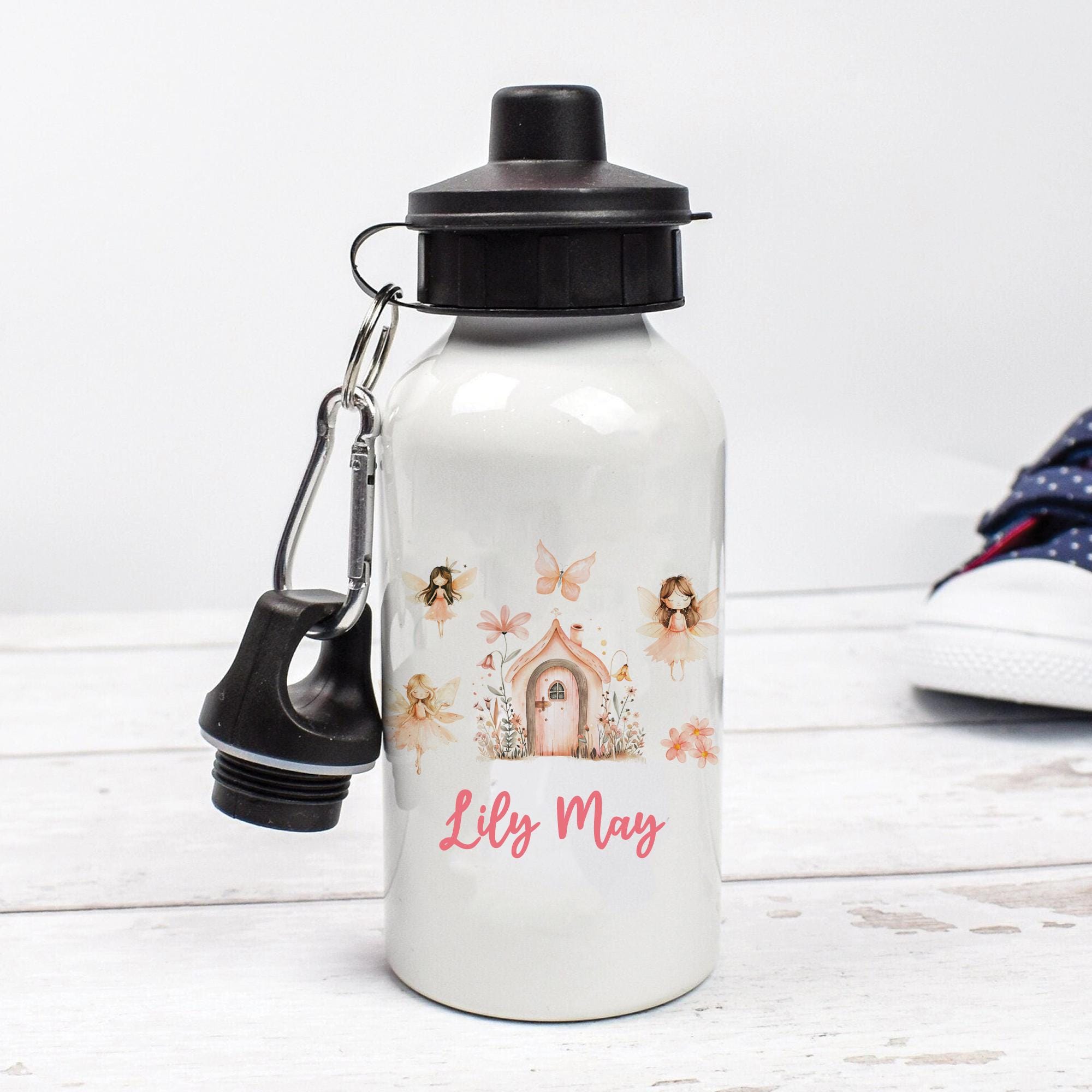 Personalised Fairy Water Bottle, Princess Fairy School Bottle, Kids Fairy Drink Bottle, Girls School Flask, Kids Children Student Drinks Cup
