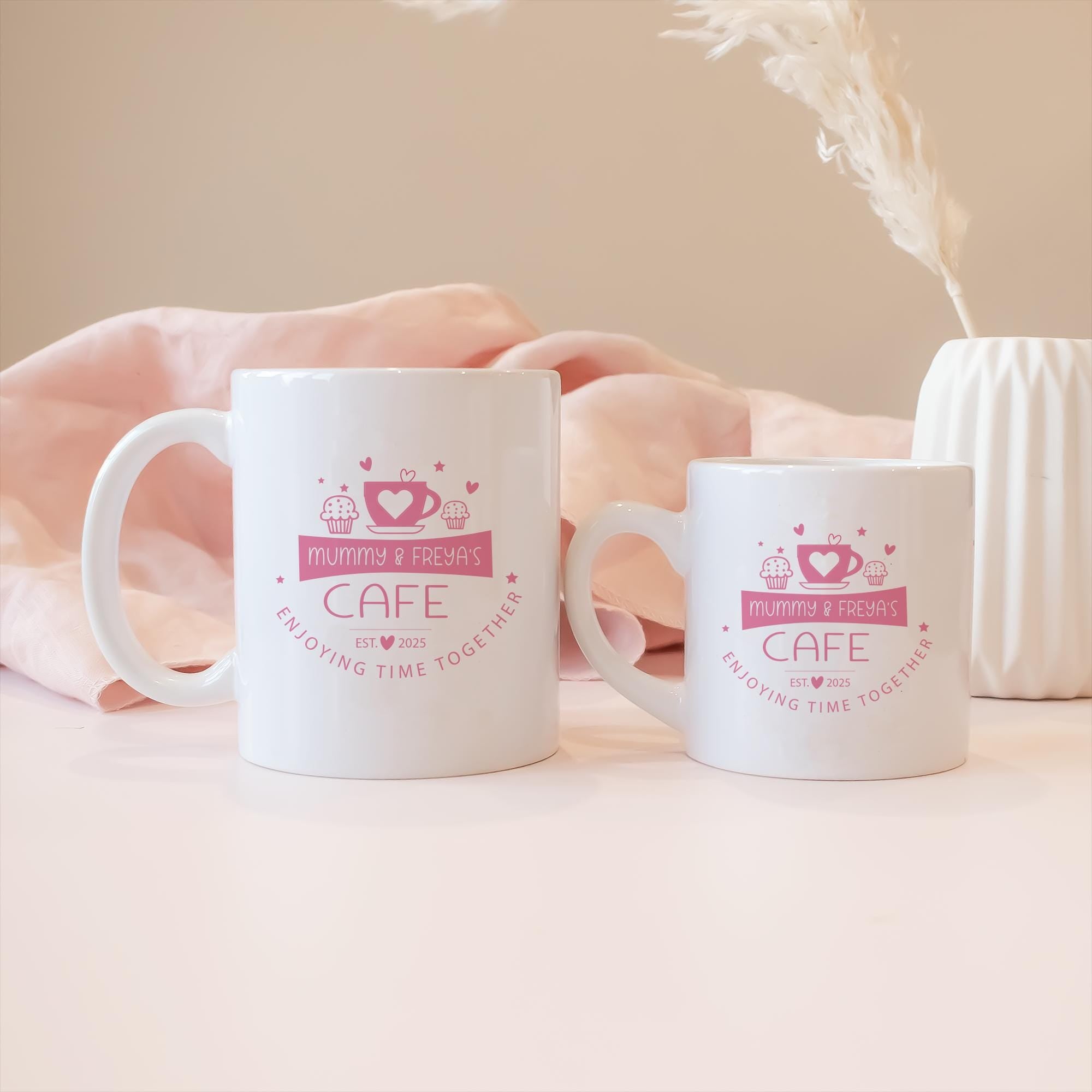 Personalised Mum Daughter Mugs, Mum Daughter Café Matching Gifts, Mother's Day Mug, Father Child Café Gifts, Fathers Day Gift,