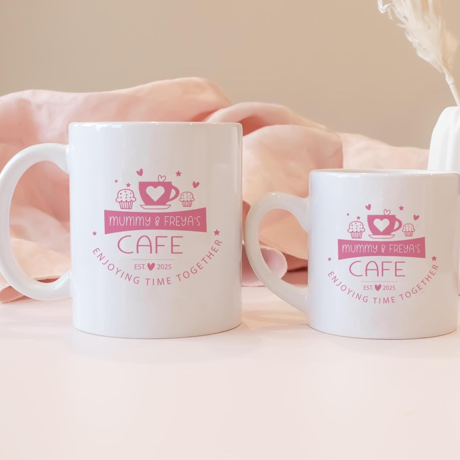 Personalised Mum Daughter Mugs, Mum Daughter Café Matching Gifts, Mother's Day Mug, Father Child Café Gifts, Fathers Day Gift,