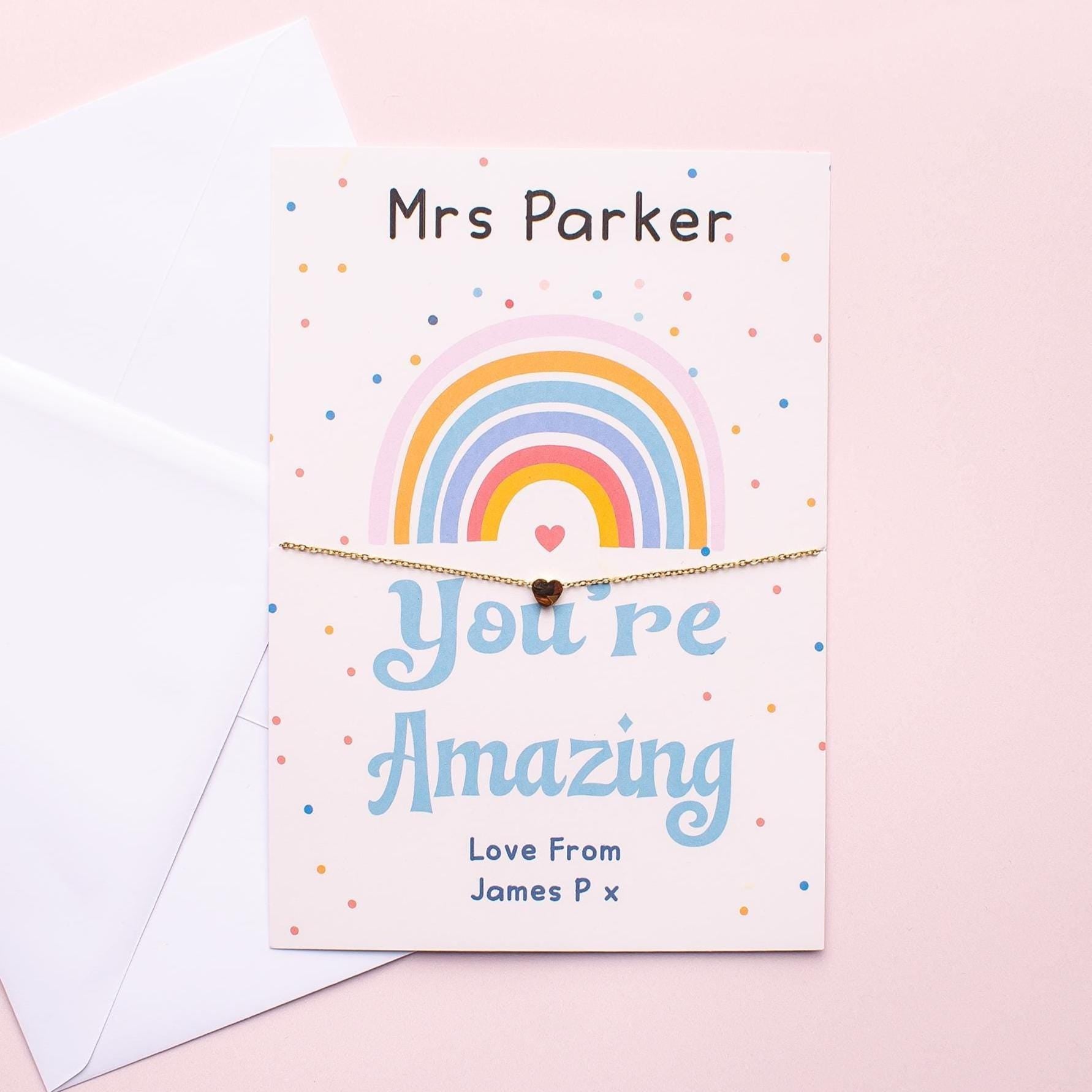 Personalised Teacher Necklace, Teacher Thank You Card, Teacher Thank You Necklace, Thank you Gift, Teaching Assistant Gift, Wish Necklace