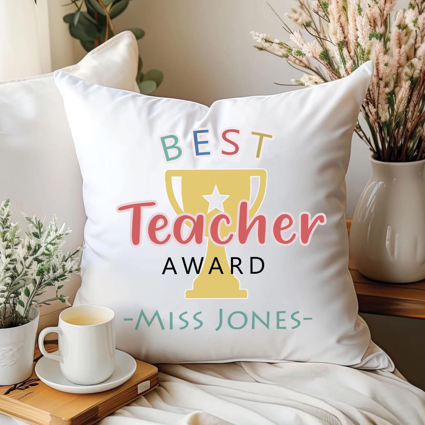 Personalised Best Teacher Award, School Teacher Gift Cushion, Personalised Nursery Gift, Teacher Classroom Cushion, Teacher Thank You