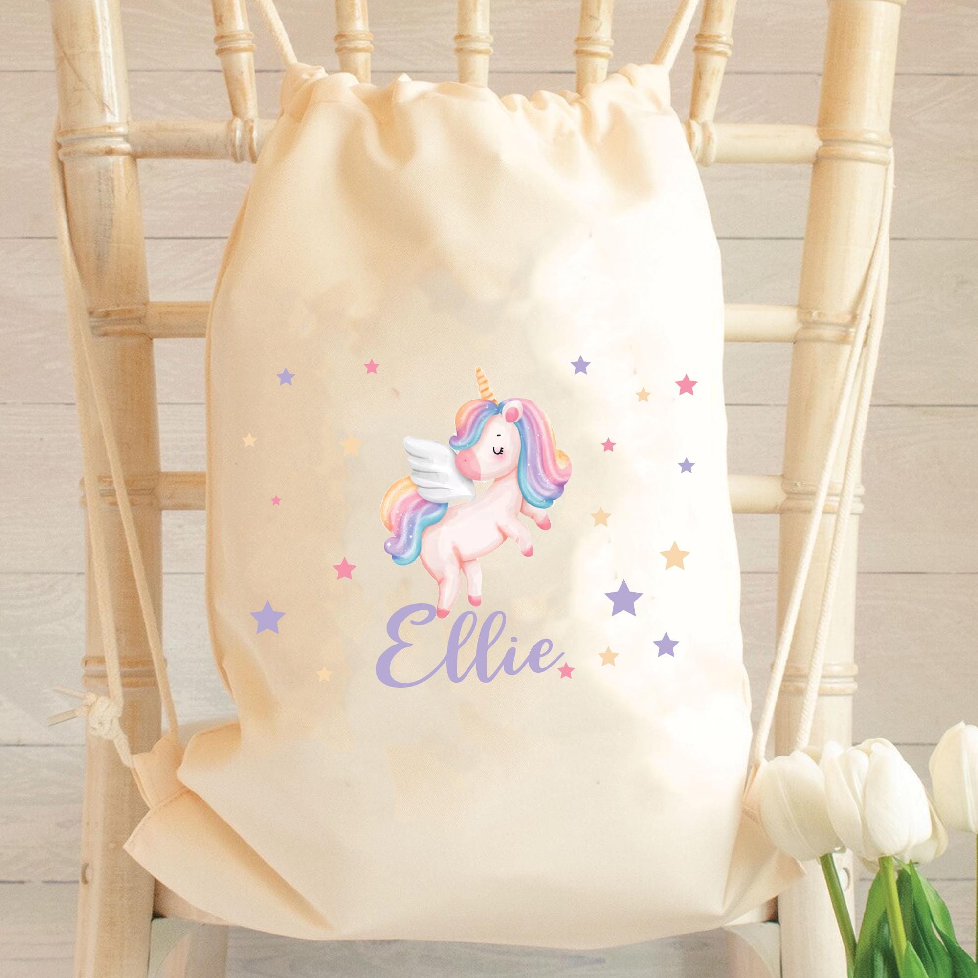 Personalised Gym Bag Kids, Girls Unicorn Rainbow Gym Bag, Girls Drawstring Bag, School Bag, Unicorn School PE Bag, Unicorn Pump Bag, Rainbow