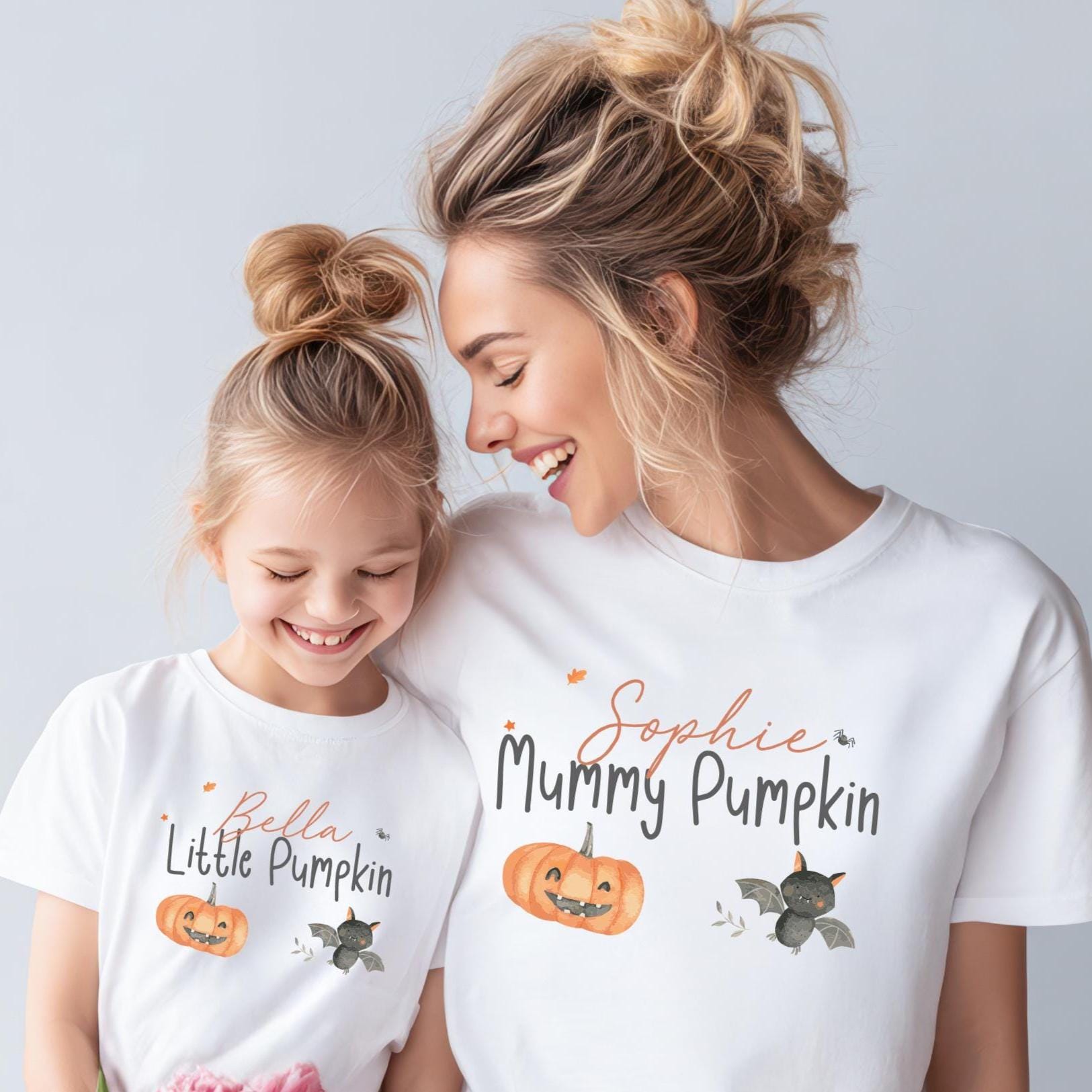 Personalised Matching Mum Child Pumpkin T-shirt, Child Halloween Pumpkin Top, Family Halloween Tops, Kids Halloween Outfit, Pumpkin Outfit,