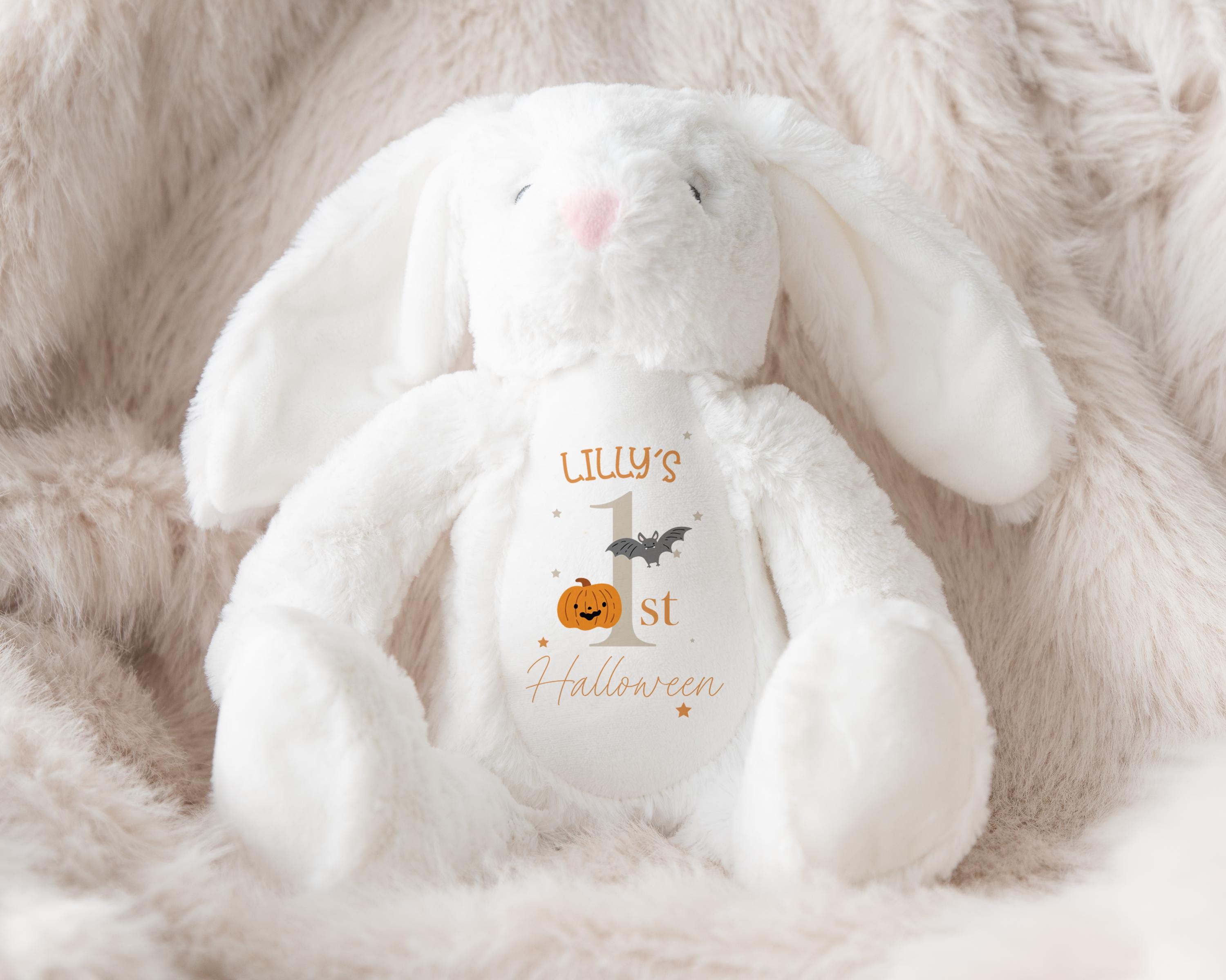 Personalised Baby's First Halloween Teddy, First Halloween Baby Bunny, Personalised Baby Bunny, Halloween Boo Basket Teddy, Halloween Toy