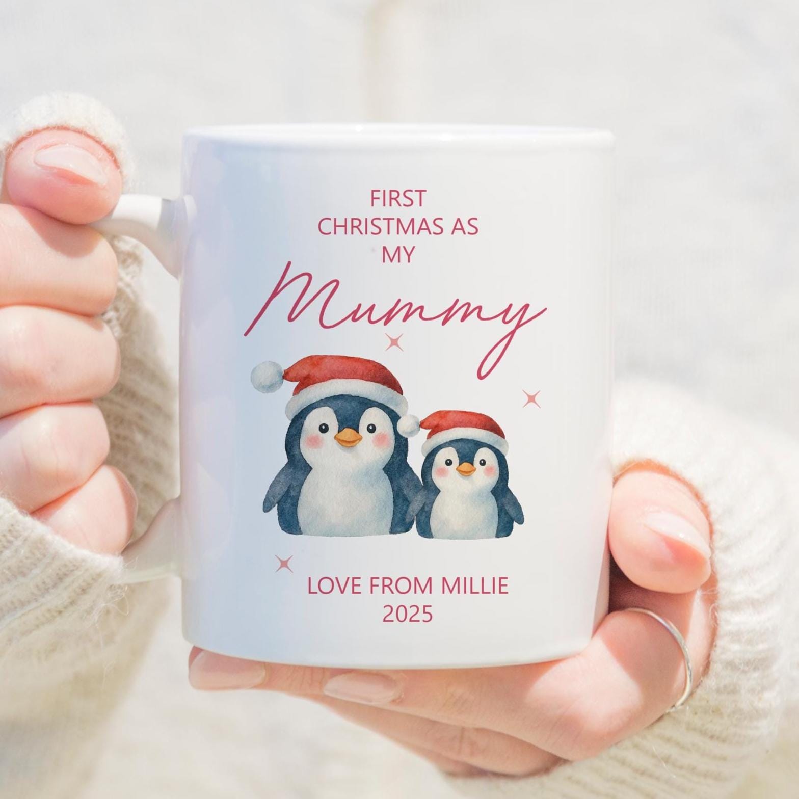 Personalised First Christmas as Mummy Gift, New Mummy Mug, New Nanny Xmas Gift, Christmas New Baby Gift, New Mum Mugs, Mummy Mug