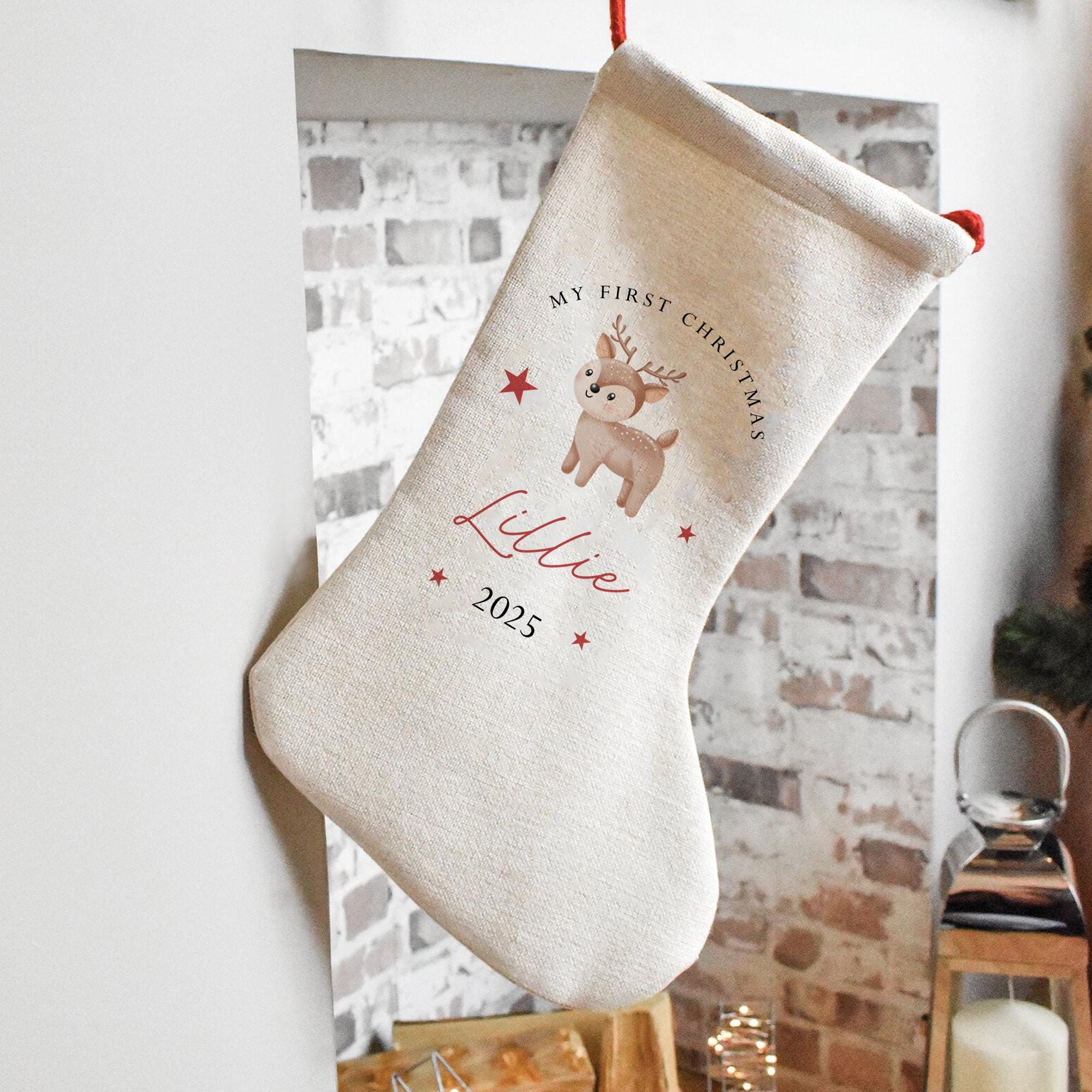 Personalised Baby's First Christmas Stocking, Baby's First Xmas Santa Stocking, Baby First Xmas Decoration, Christmas Decor, New Baby