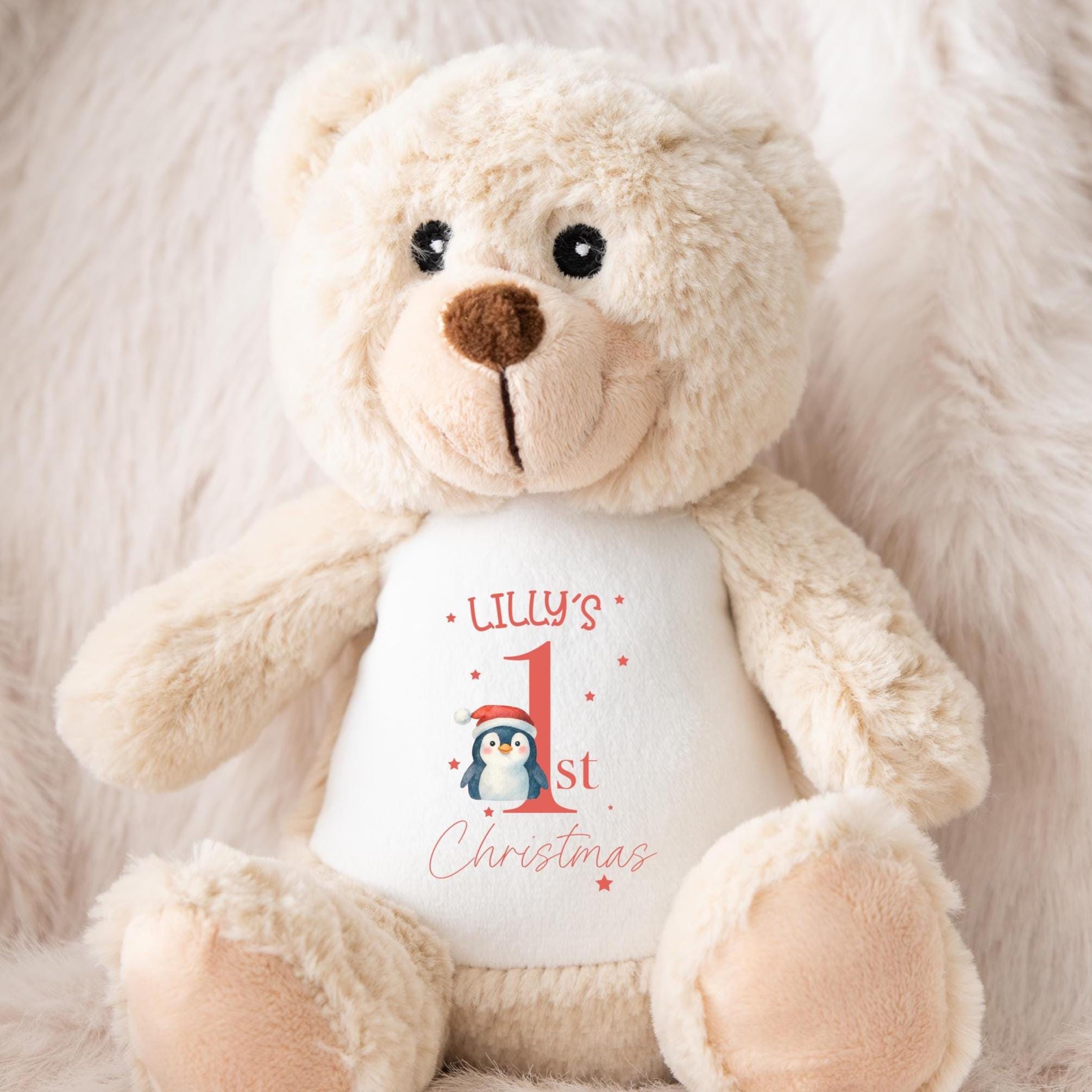 Personalised First Christmas Teddy, Baby 1st Christmas Gift, Teddy Soft Toy, Christmas Soft Toy, Custom Cuddly Toy, Baby Stocking Fillers