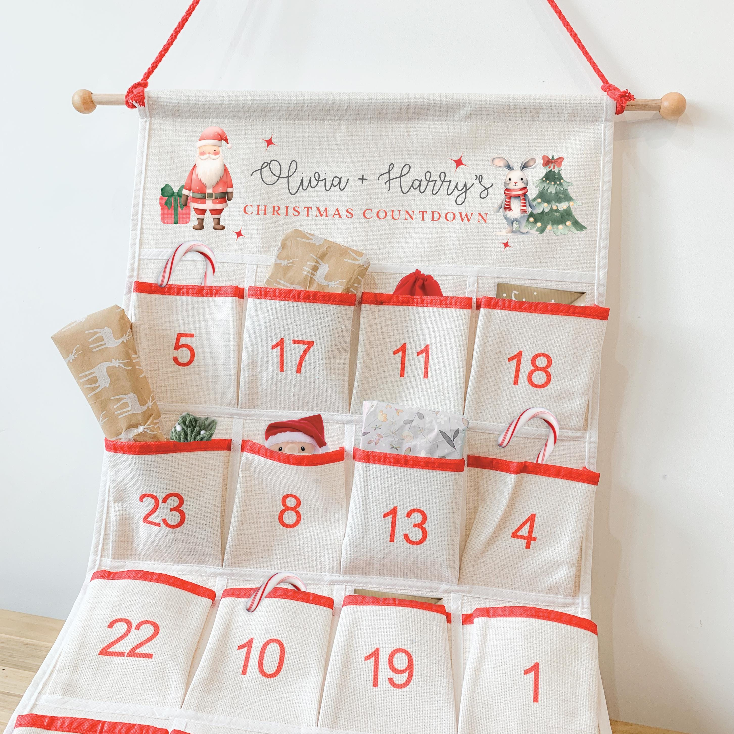 Personalised Christmas Advent Calendar, Christmas Countdown, Kids Advent Calendars, Family Advent Calendar, Christmas Decor, Refillable