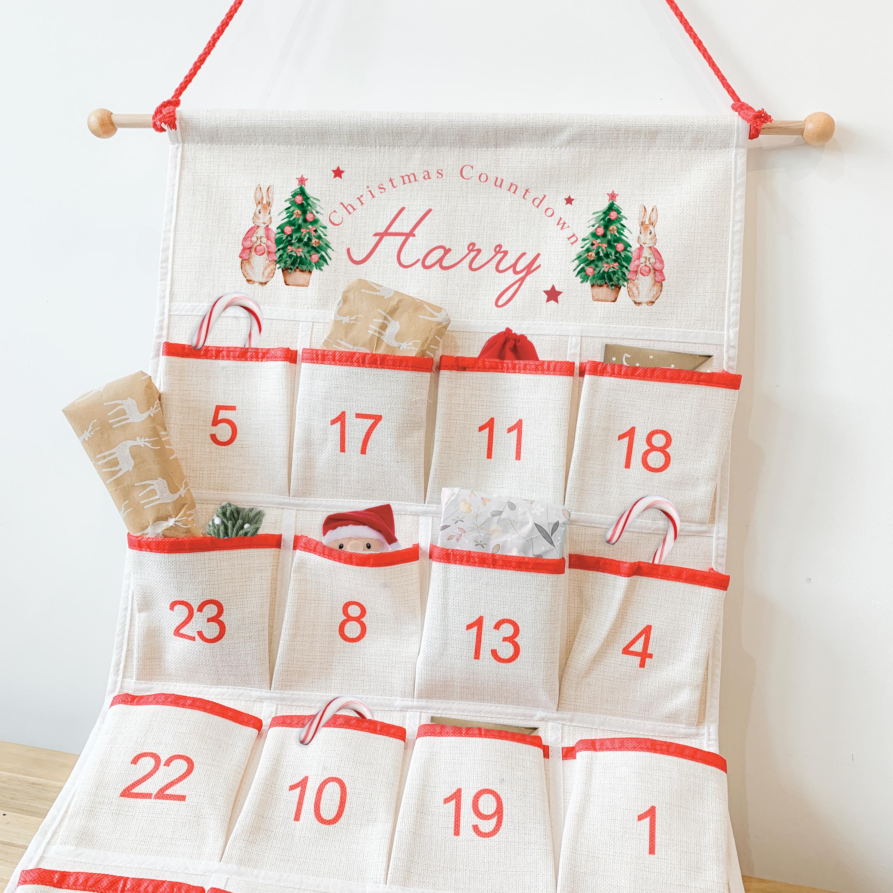 Personalised Christmas Peter Rabbit Advent Calendar, Rabbit Christmas Countdown, Kids Advent Calendars, Family Advent Calendar, Christmas