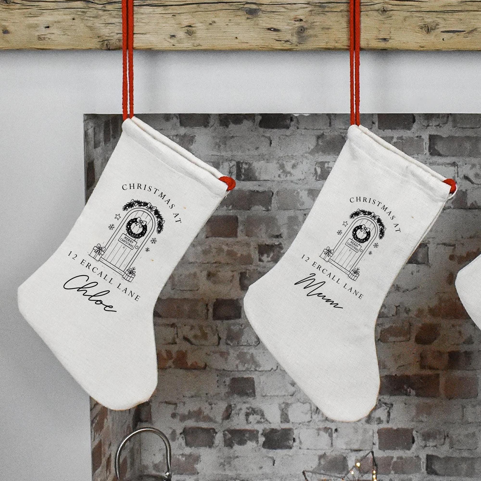 Personalised Christmas Stocking, Family Xmas Stocking, New Home Name Christmas Stocking, Christmas At Name Stocking, First Home, Xmas Decor