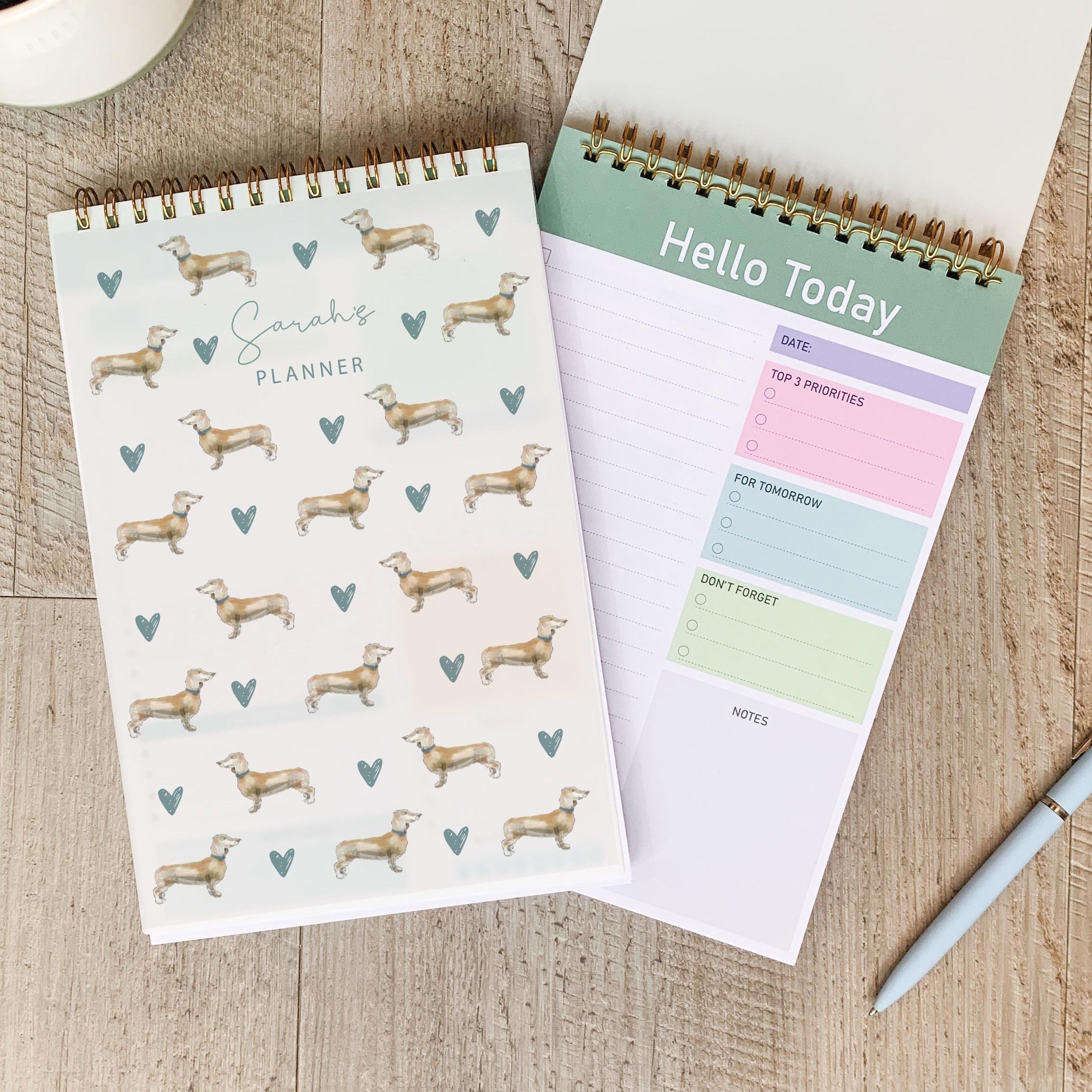 Personalised Dachshund Planner, Dachshund Gift For Her, Sausage Dog Notebook, Sausage Dog Gifts, Daily Planner Dog Gift, Dog Lover