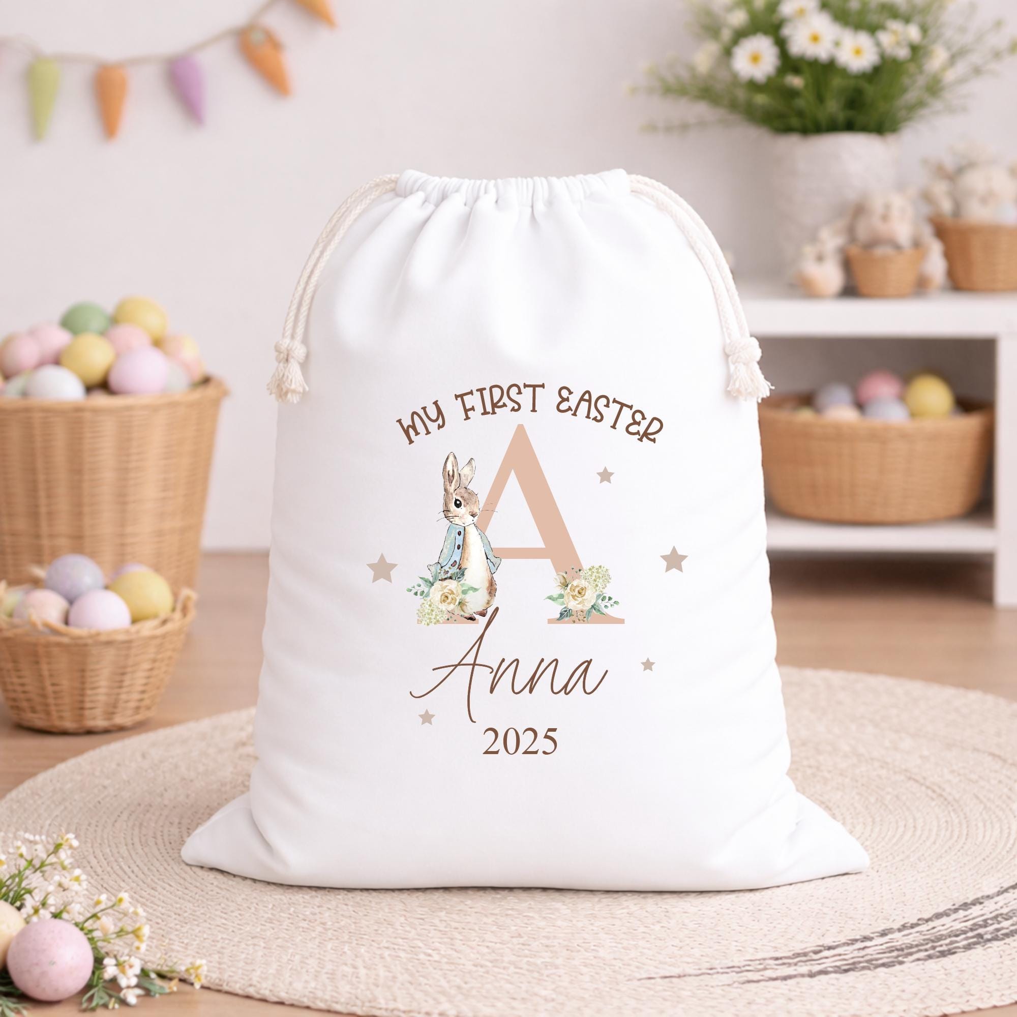 Personalized First Easter Baby Sack, Peter rabbit Easter Gift