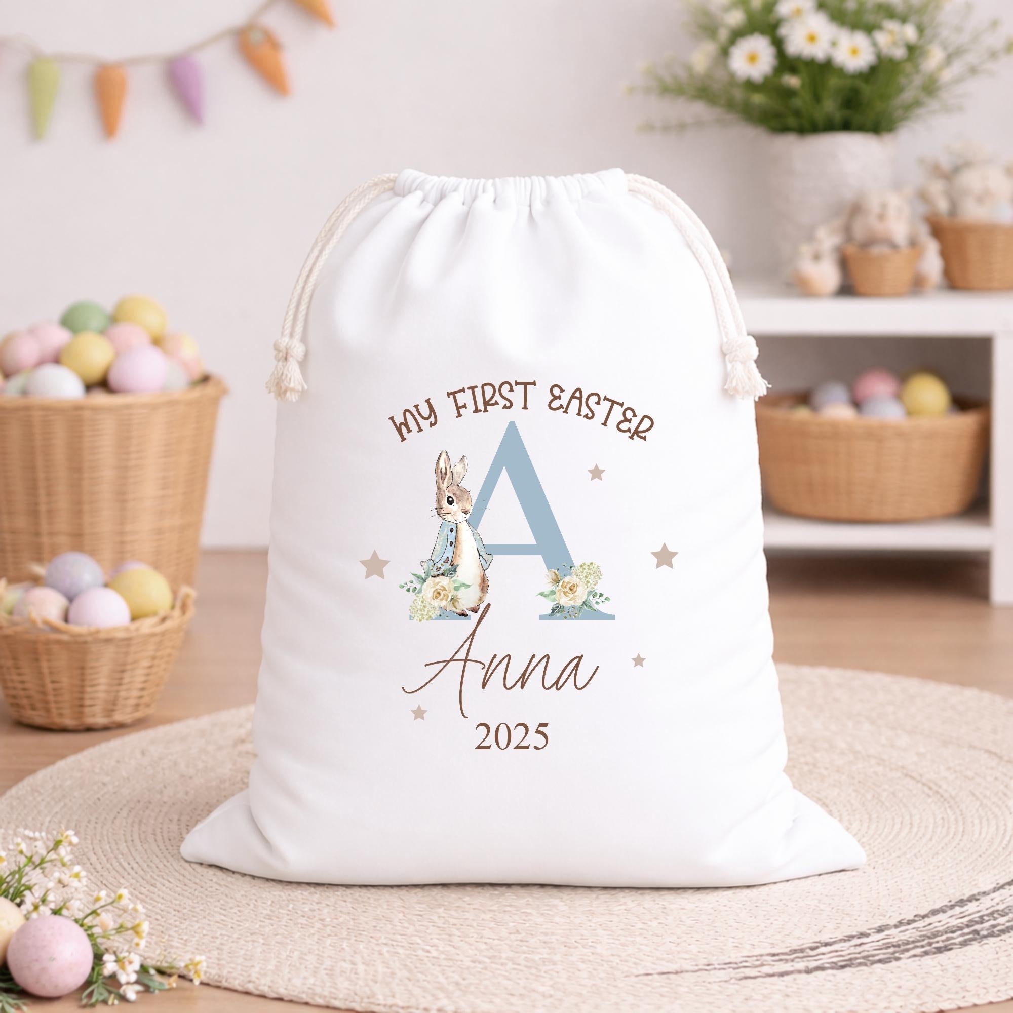 Personalized First Easter Baby Sack, Peter rabbit Easter Gift