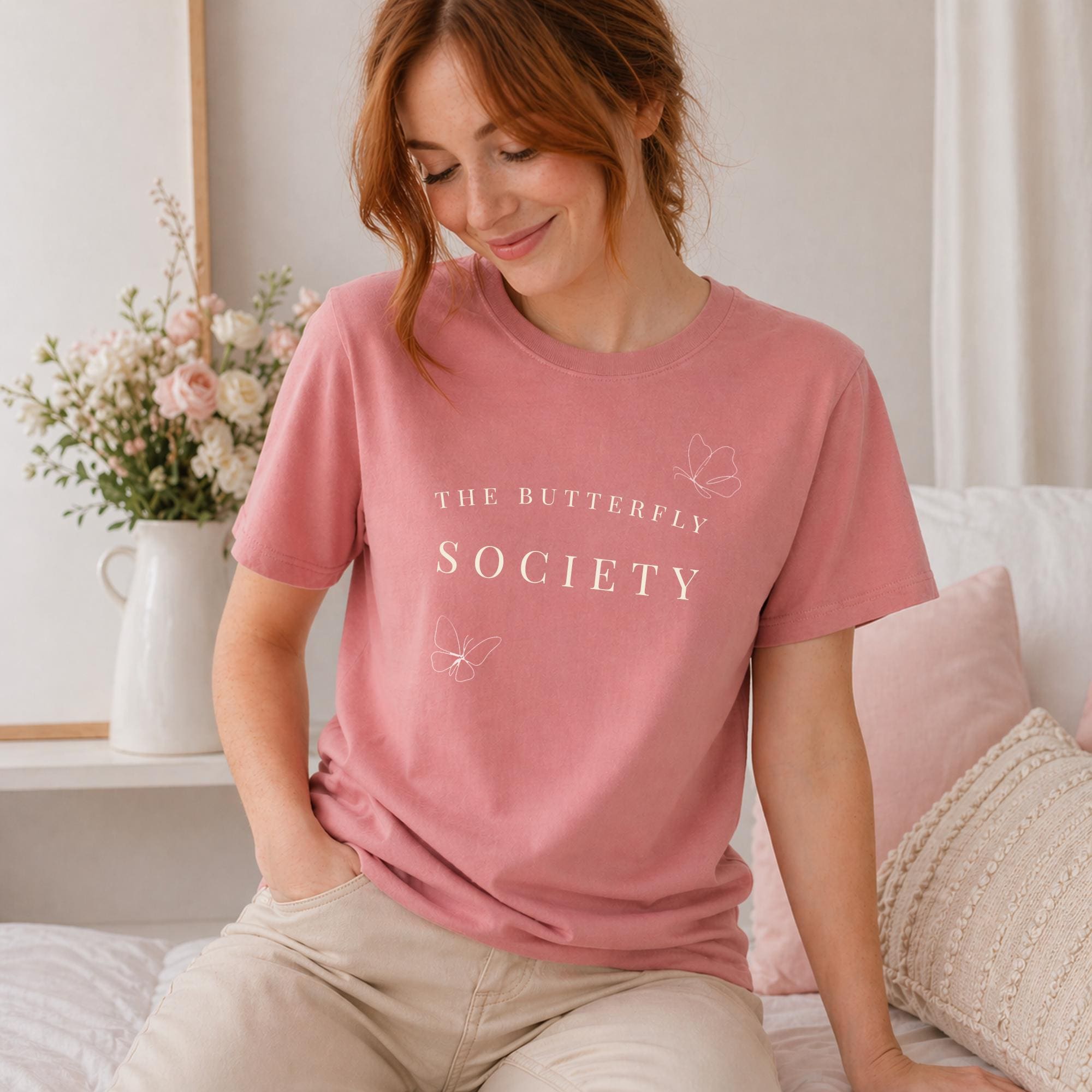 Personalised Butterfly Society T Shirt | Butterfly Graphic Tee | Feminine T Shirt | Cottagecore Top | Gift For Her | Nature Lover Shirt