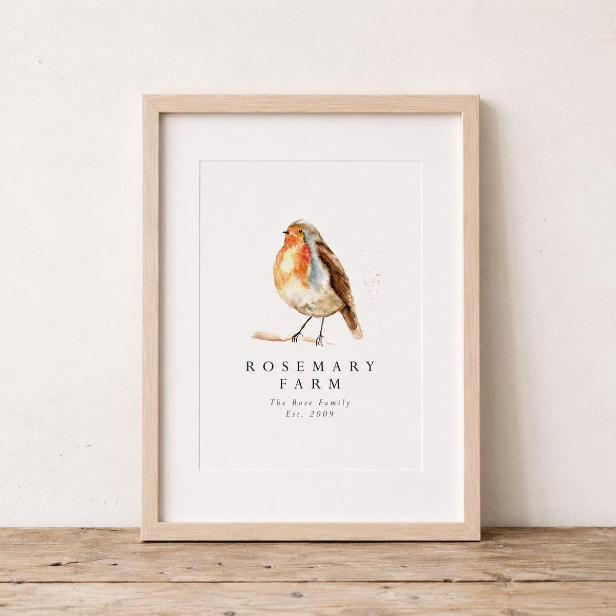 Personalised Robin Farm Print | Family Name Sign | Watercolour Robin Wall Art | Country Cottage Decor | Farmhouse Print | Custom Family Gift