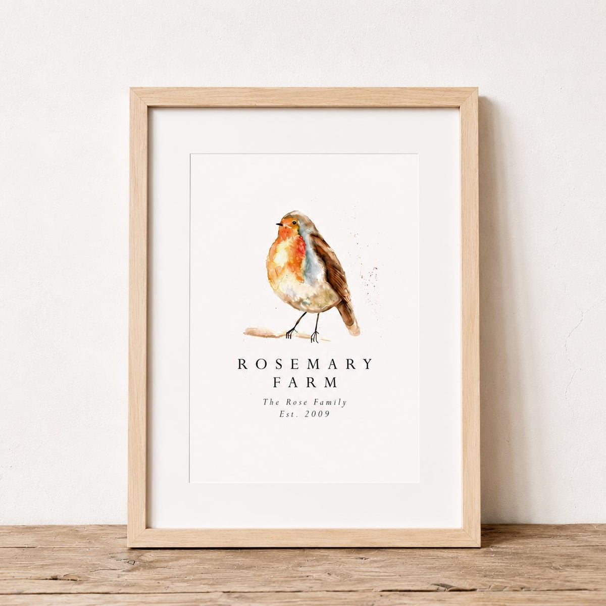 Personalised Robin Farm Print | Family Name Sign | Watercolour Robin Wall Art | Country Cottage Decor | Farmhouse Print | Custom Family Gift