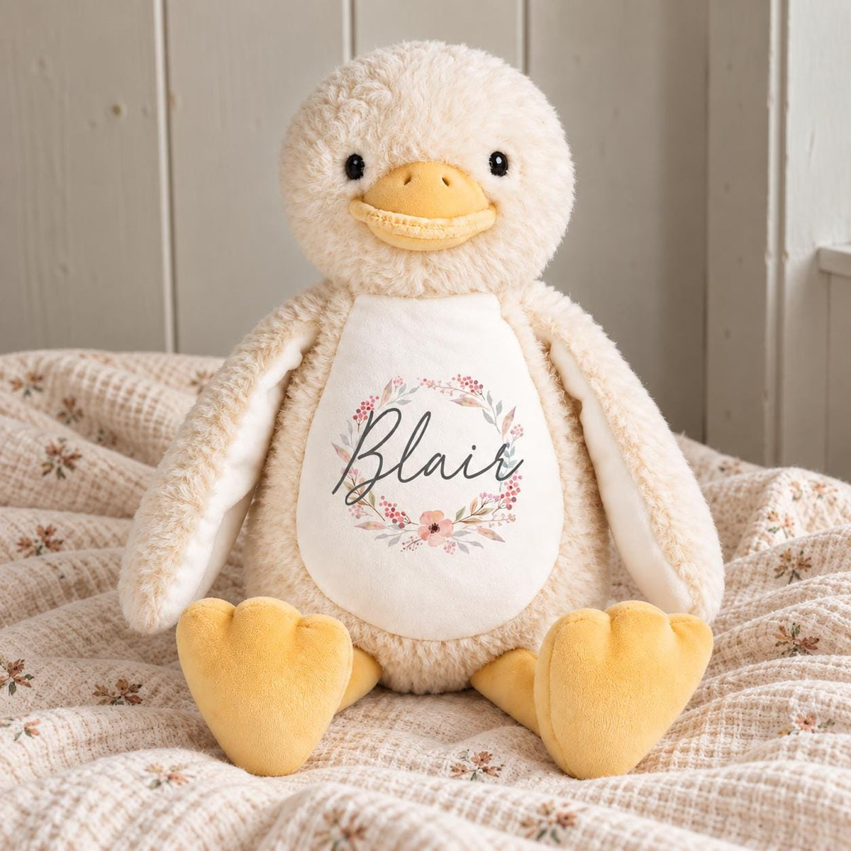 Personalised Baby Duck Teddy with Name, New Baby Gift, Personalised Baby Gift, Newborn Keepsake, Baby Shower or Christening Gift