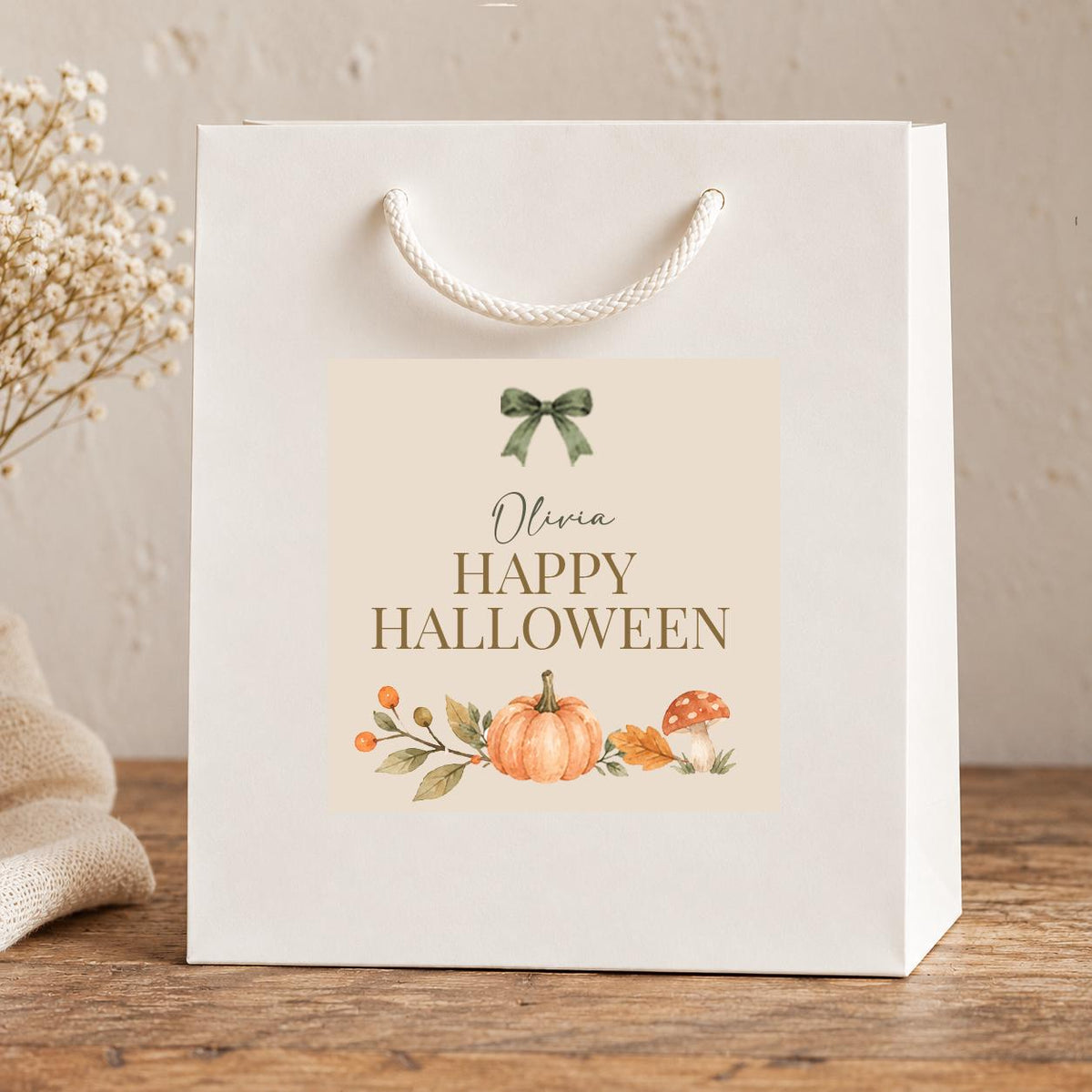 Personalised Halloween Gift Bag for Kids, Trick or Treat Bag with Name, Children’s Halloween Treat Bag, Pumpkin Halloween Keepsake