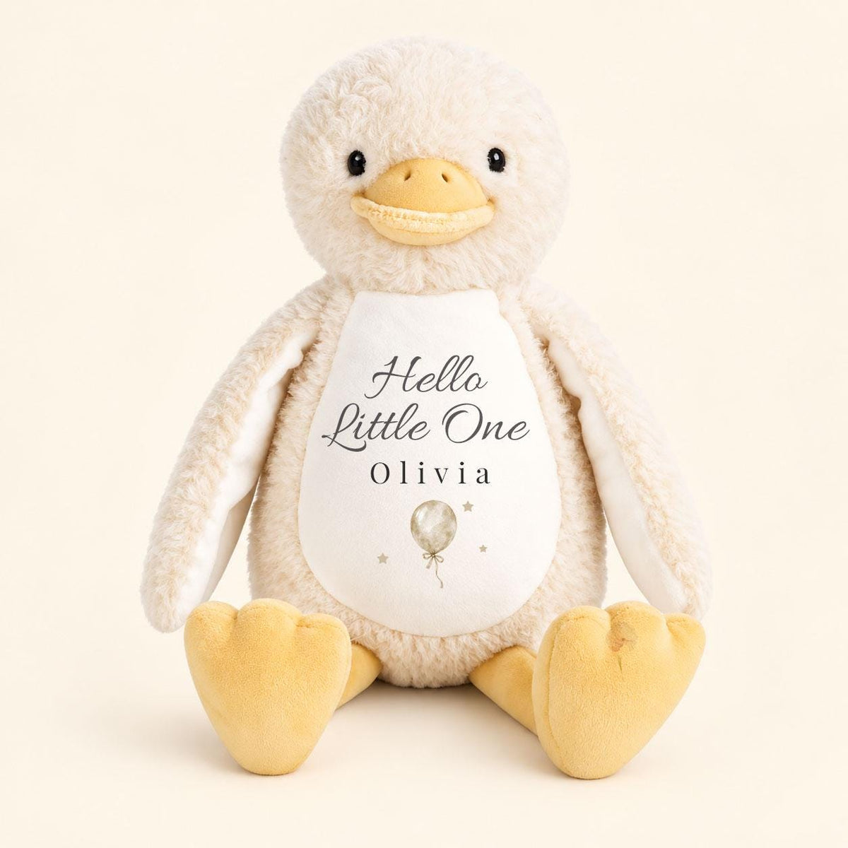 Personalised Baby Duck Teddy, New Baby Gift with Name, Newborn Baby Keepsake, Baby Shower Gift, Baby Girl or Boy Gift