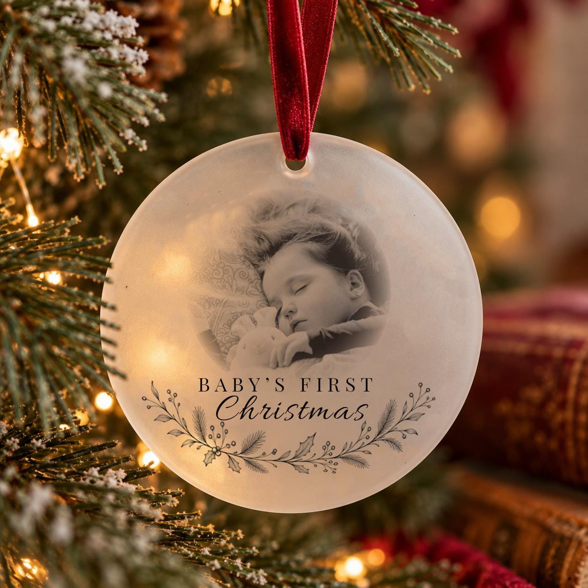 Personalised Baby's First Christmas Photo Bauble, Baby's 1st Christmas Decoration, Custom Photo Keepsake Ornament, New Baby Gift