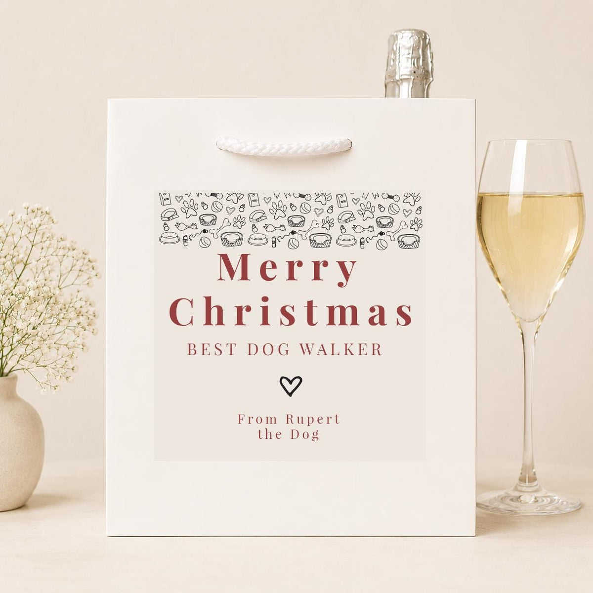 Personalised Dog Walker Christmas Gift Bag, Thank You Gift for Dog Walker, Christmas Present from the Dog, Pet Sitter Gift