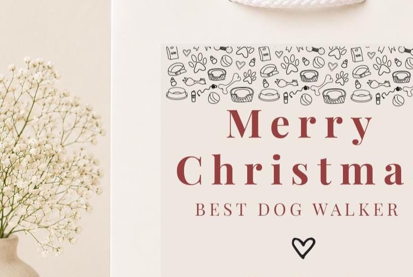 Personalised Dog Walker Christmas Gift Bag, Thank You Gift for Dog Walker, Christmas Present from the Dog, Pet Sitter Gift