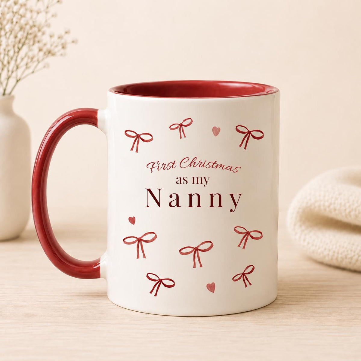 First Christmas as Nanny Mug, New Grandma Christmas Gift, Personalised Nanny Mug, First Time Nan Gift, Christmas Pregnancy Announcement