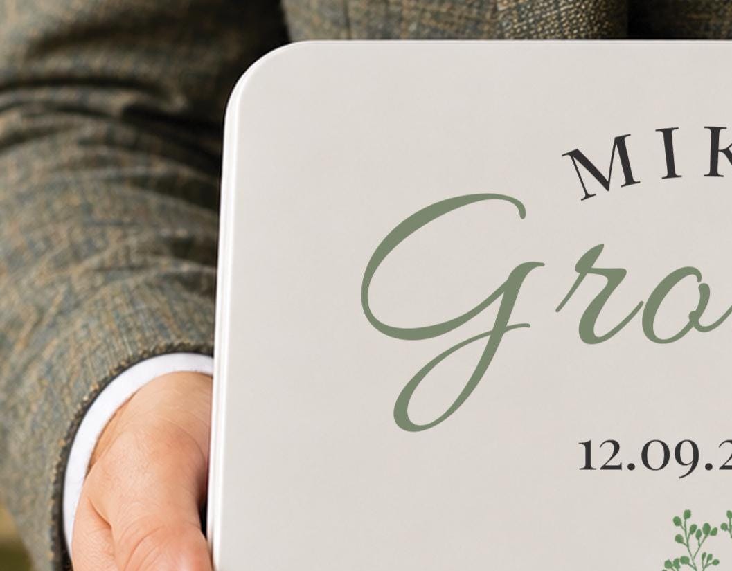 Personalised Groom Gift Tin, Wedding Keepsake Box for Groom, Custom Wedding Memory Tin, Groom Wedding Day Gift