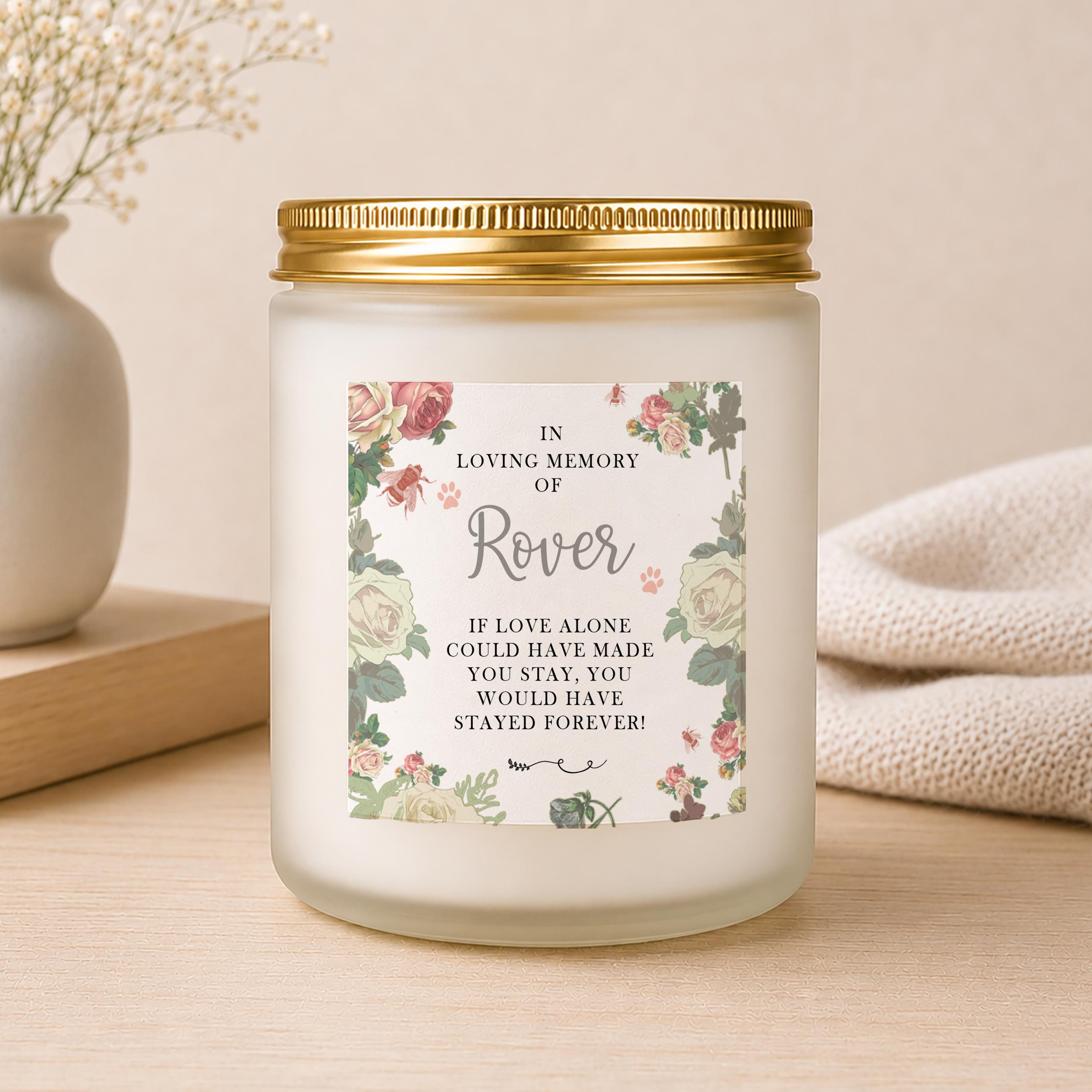 Personalised Pet Loss Candle, Pet Memorial Candle, Pet Remembrance Gift, Remember Loved One Pets, Loved One candle, Loving Memory Candle,