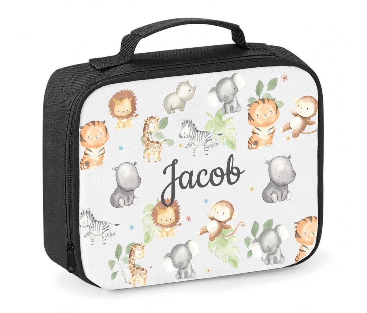 Lunch Bag Personalised Childs Jungle, Safari Lunch Bag, School Lunch Bag, Jungle Kids Lunch Bag, Nursery Lunch Bag - Amy Lucy