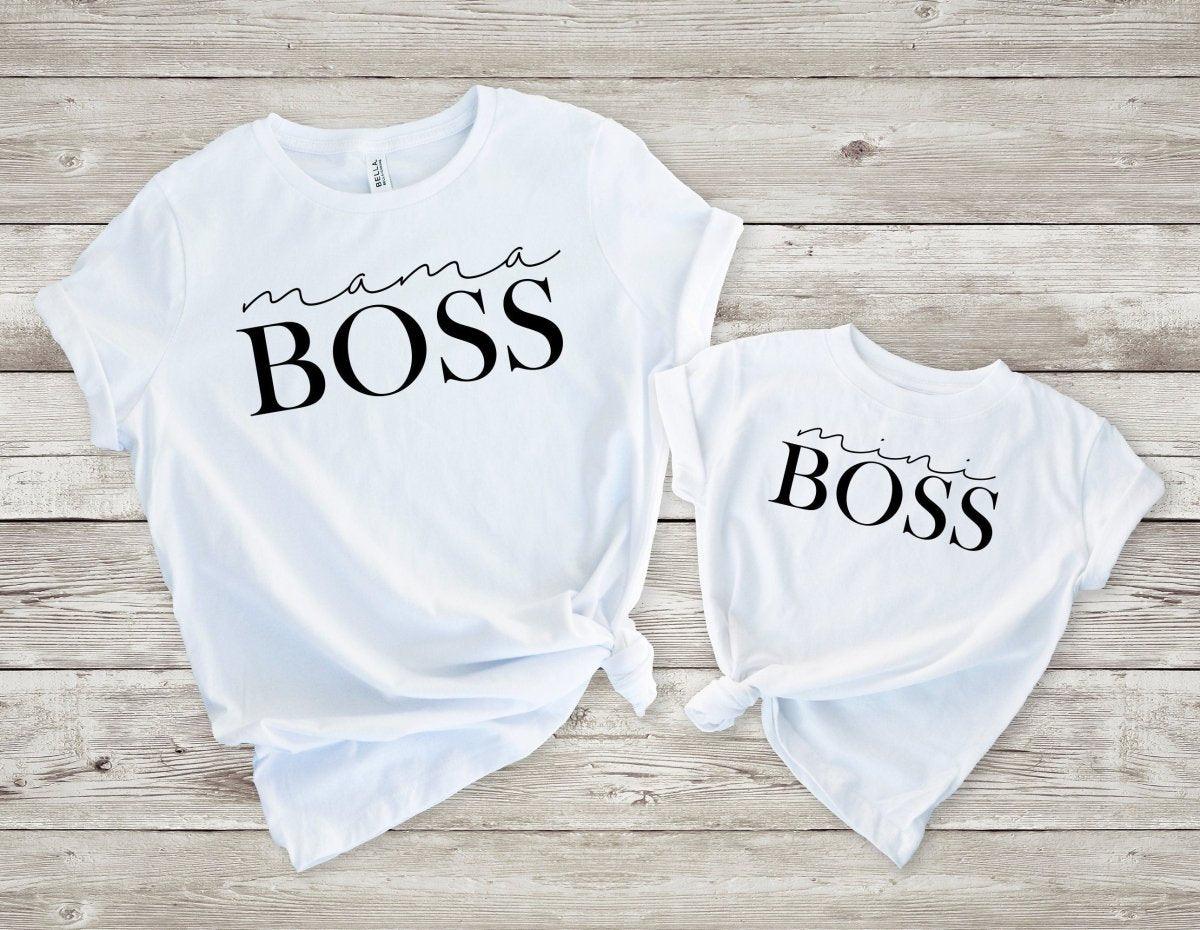 Mama Boss Mini Boss T-Shirts, Matching Boss Mum Daughter T-Shirt, Mini Me Matching Tops, Family Tees, Twinning with Mum, Mum Daughter Gift, - Amy Lucy