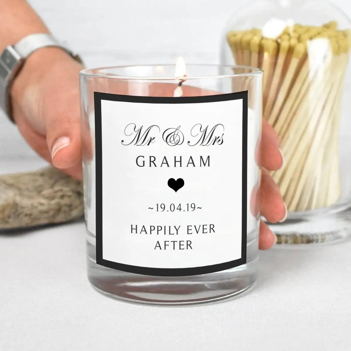 Mr and Mrs Personalised Rose Gold Candle, Wedding Gift Candle, Mr and Mrs Gifts, Small Wedding Gift, Rose Gold Wedding Gift, Couple Gifts, - Amy Lucy